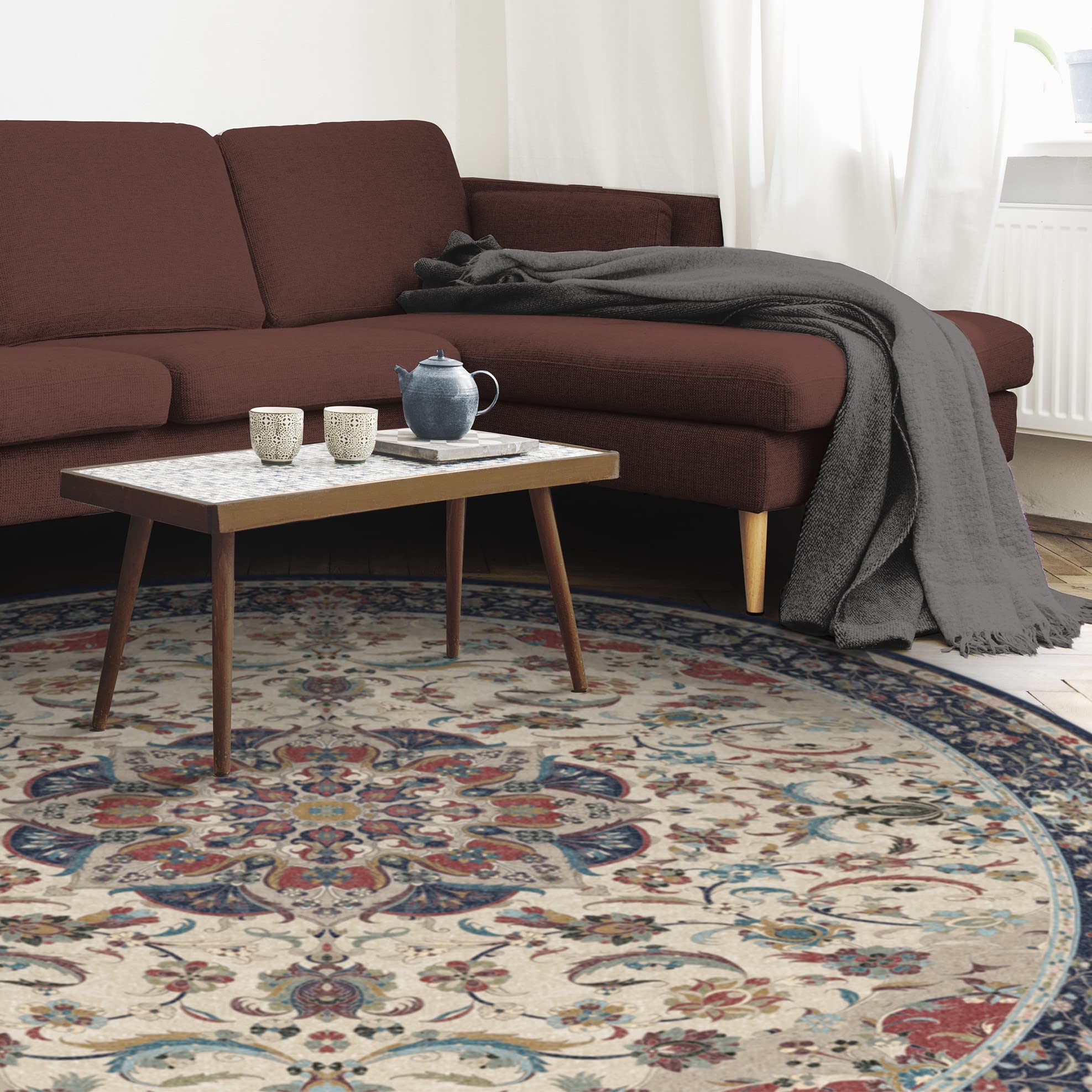 RUGGABLE Sima Washable Rug - Perfect Vintage Area Rug for Living Room Bedroom Kitchen - Pet & Child Friendly - Stain & Water Resistant - Royal Blue 2&