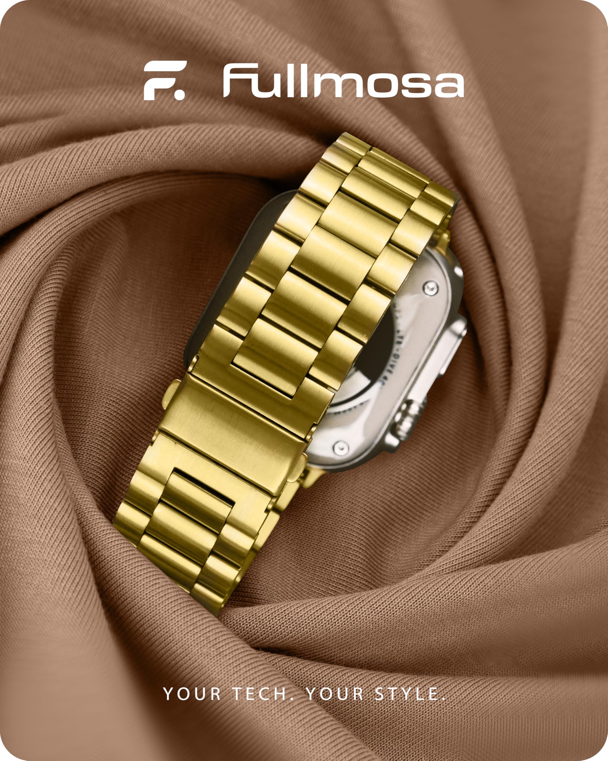 Fullmosa Compatible with Apple Watch Band 49mm 45mm 44mm 42mm 41mm 40mm 38mm, Stainless Steel iWatch Band with Case Compatible for Apple Watch Ultra 2 Ultra Series 10 9 8 7 6 5 4 3 2 1&iWatch SE