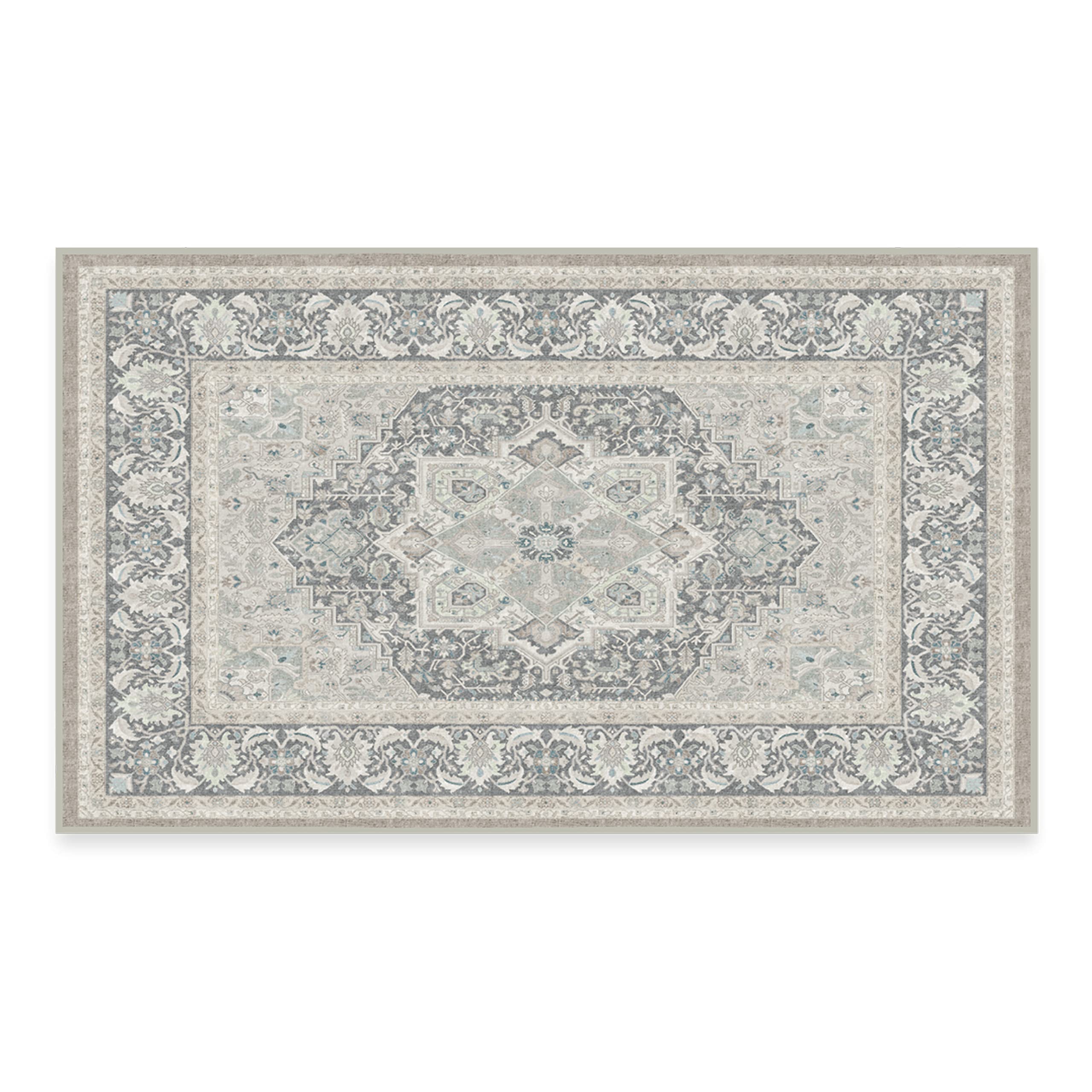 RUGGABLE Hendesi Heriz Washable Rug - Perfect Antique Vintage Area Rug for Living Room Bedroom Kitchen - Pet & Child Friendly - Stain & Water Resistant, Non-Slip - Abalone 2&