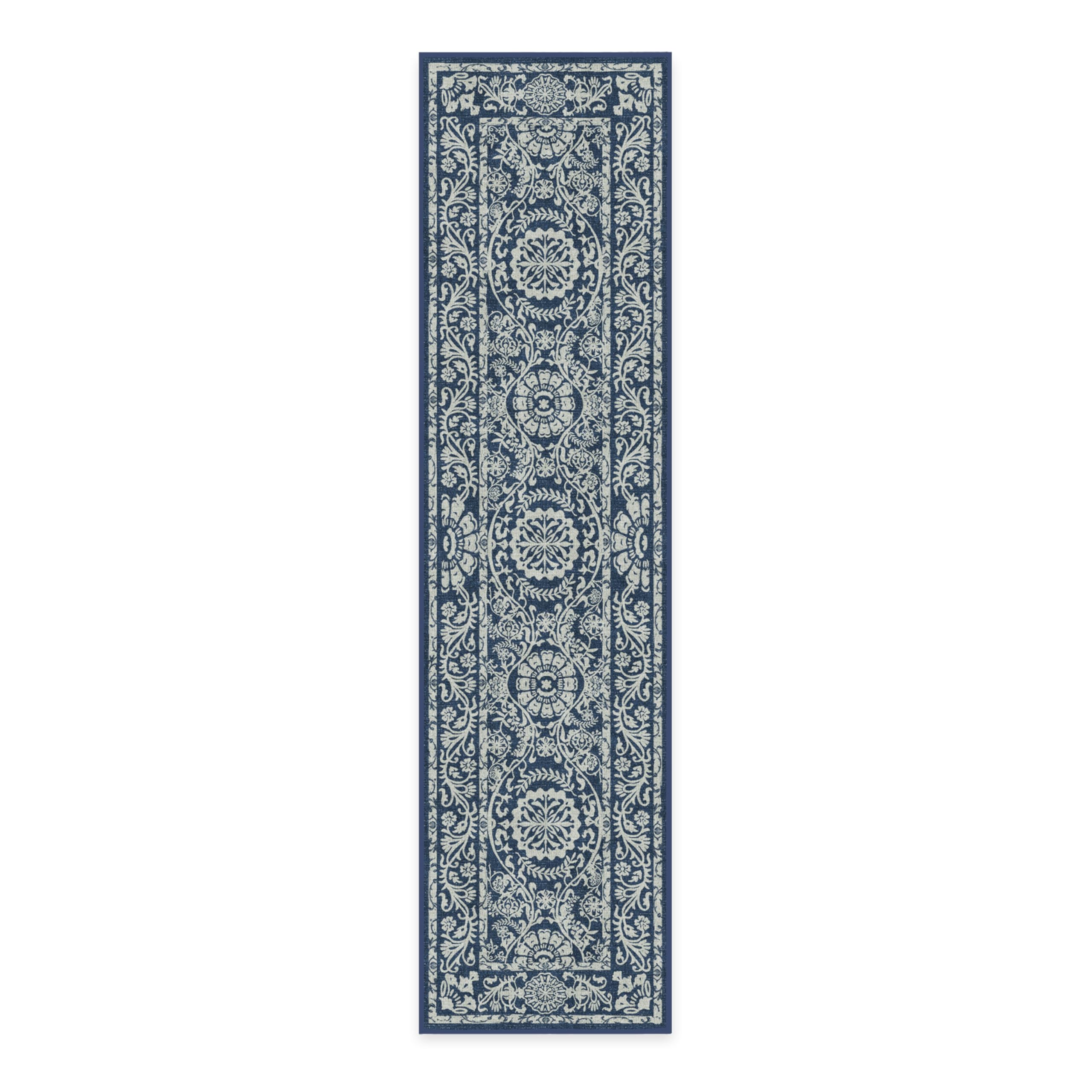 RUGGABLE Washable 2x3 Area Rug, Delphina Delft Blue, Premium Vintage Rugs for Living Room, Bedroom, Kitchen, Office, Classroom with Gripper Non Slip Pad