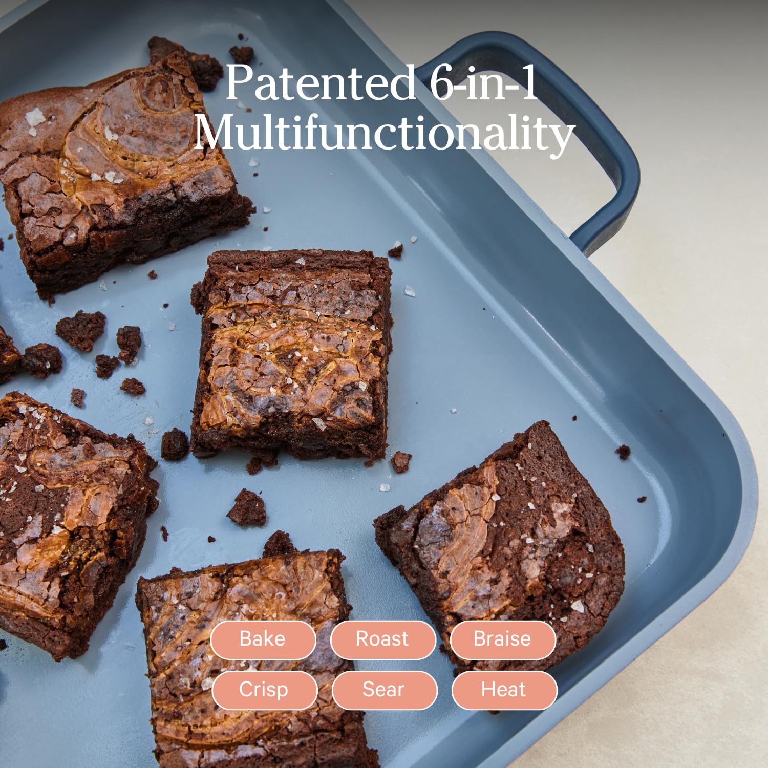 Our Place Bakeware Set | 5-Piece Nonstick, Toxin-Free, Ceramic, Stoneware Set with Oven Pan, Bakers, & Oven Mat | Space-Saving Nesting Design | Oven-Safe | Bake, Roast, Griddle and more | Steam