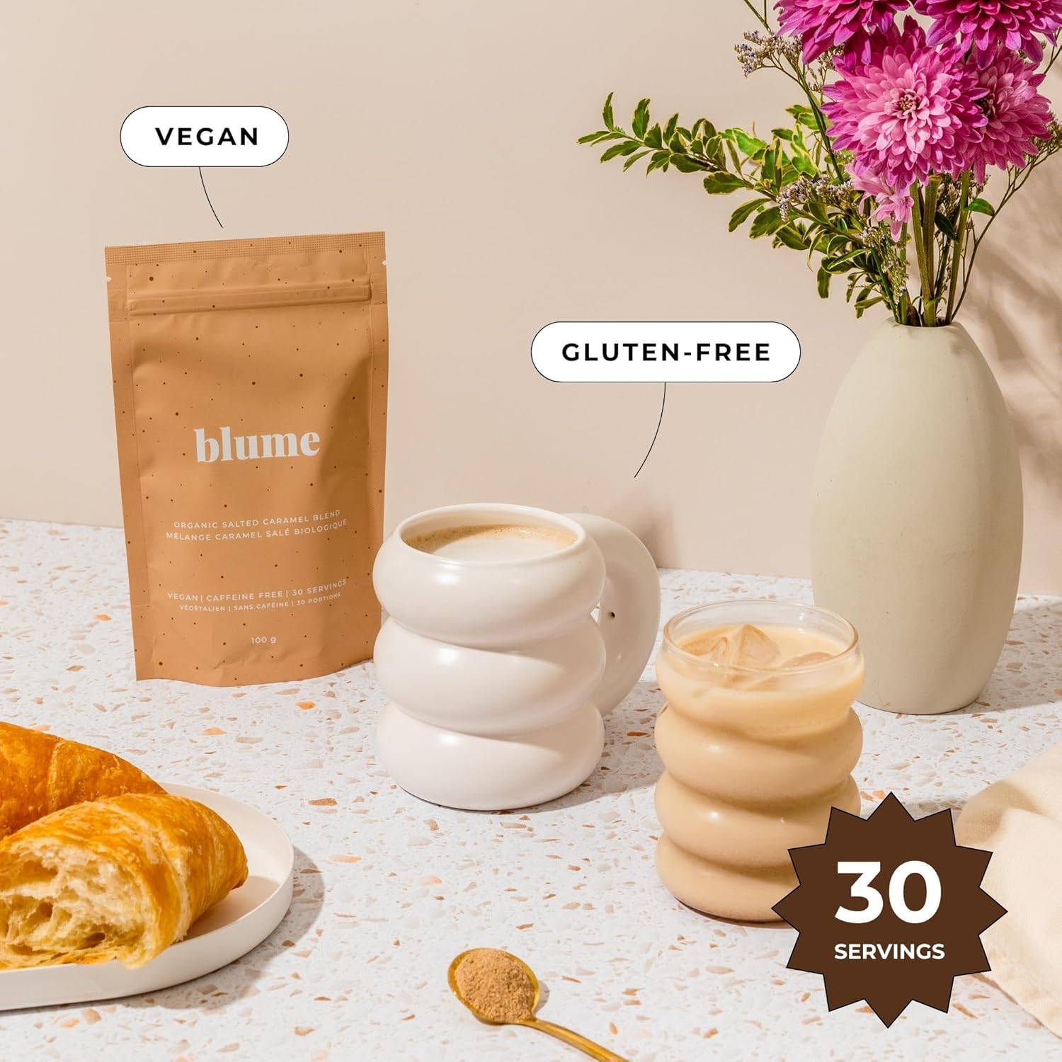 Blume Salted Caramel Superfoods Latte - Organic Sugar-Free, Vegan and Keto-Friendly Latte - Coffee Enhancer - 100 Grams
