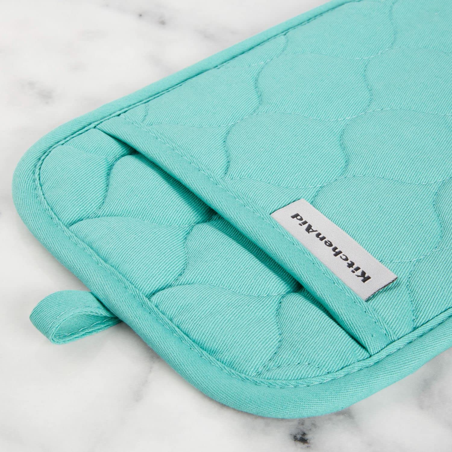 KITCHENAID Quilted Cotton Terry Cloth Oven Mitt, Pot Holder, Kitchen Towel 4-Pack Set, Heat Resistant, Silicone Grip, Gift Set, Milkshake, 16"x26", 7"x13" & 7"x10"