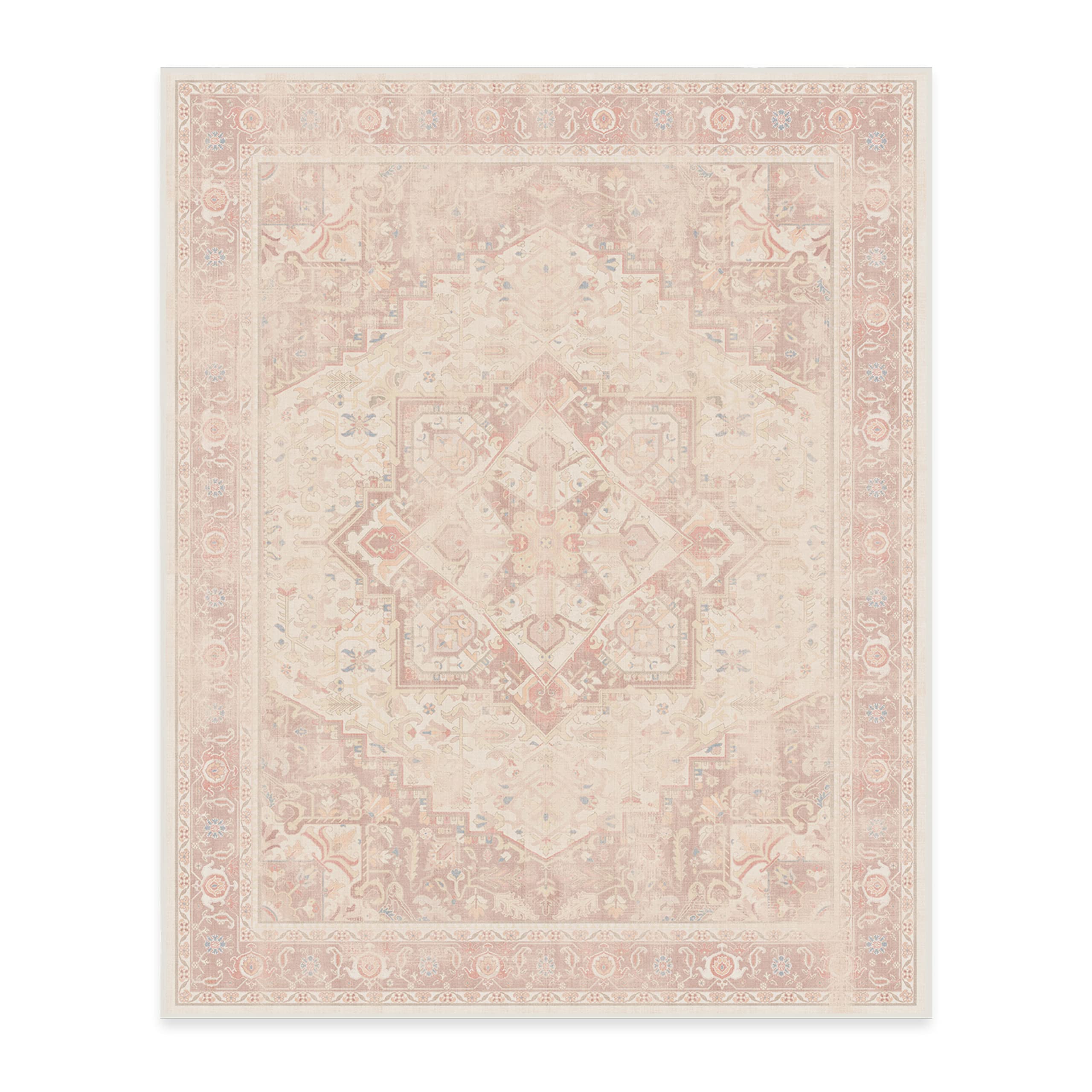 RUGGABLE Kamran Washable Rug - Perfect Vintage Area Rug for Living Room Bedroom Kitchen - Pet & Child Friendly - Stain & Water Resistant - Hazel 5&