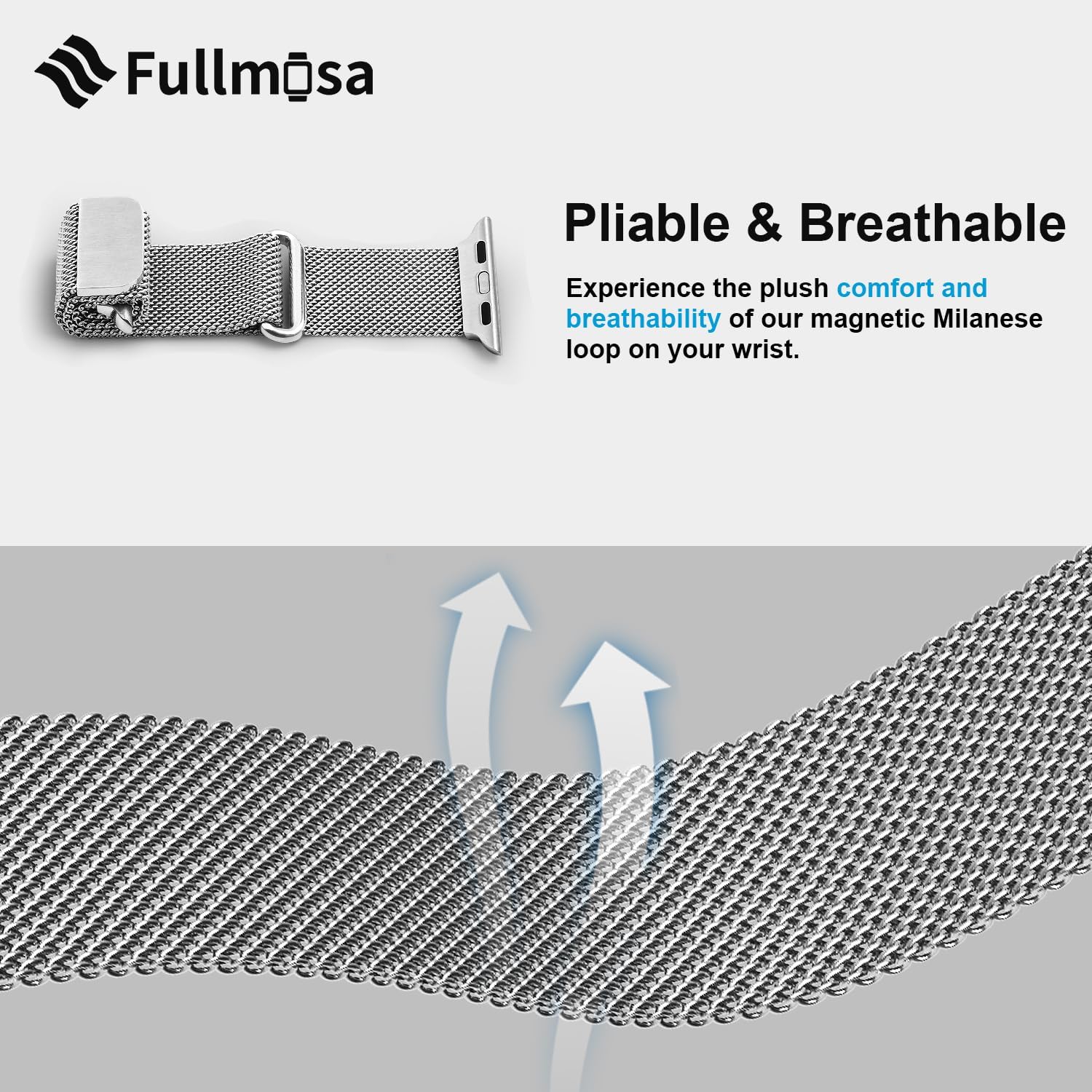 Fullmosa Compatible with Apple Watch Band 49mm 46mm 45mm 44mm 42mm 41mm 40mm 38mm Women Men, Stainless Steel Milanese Loop Replacement iWatch Bands Ultra 2/1 Series 10 9 8 7 6 5 4 3 2 1 SE