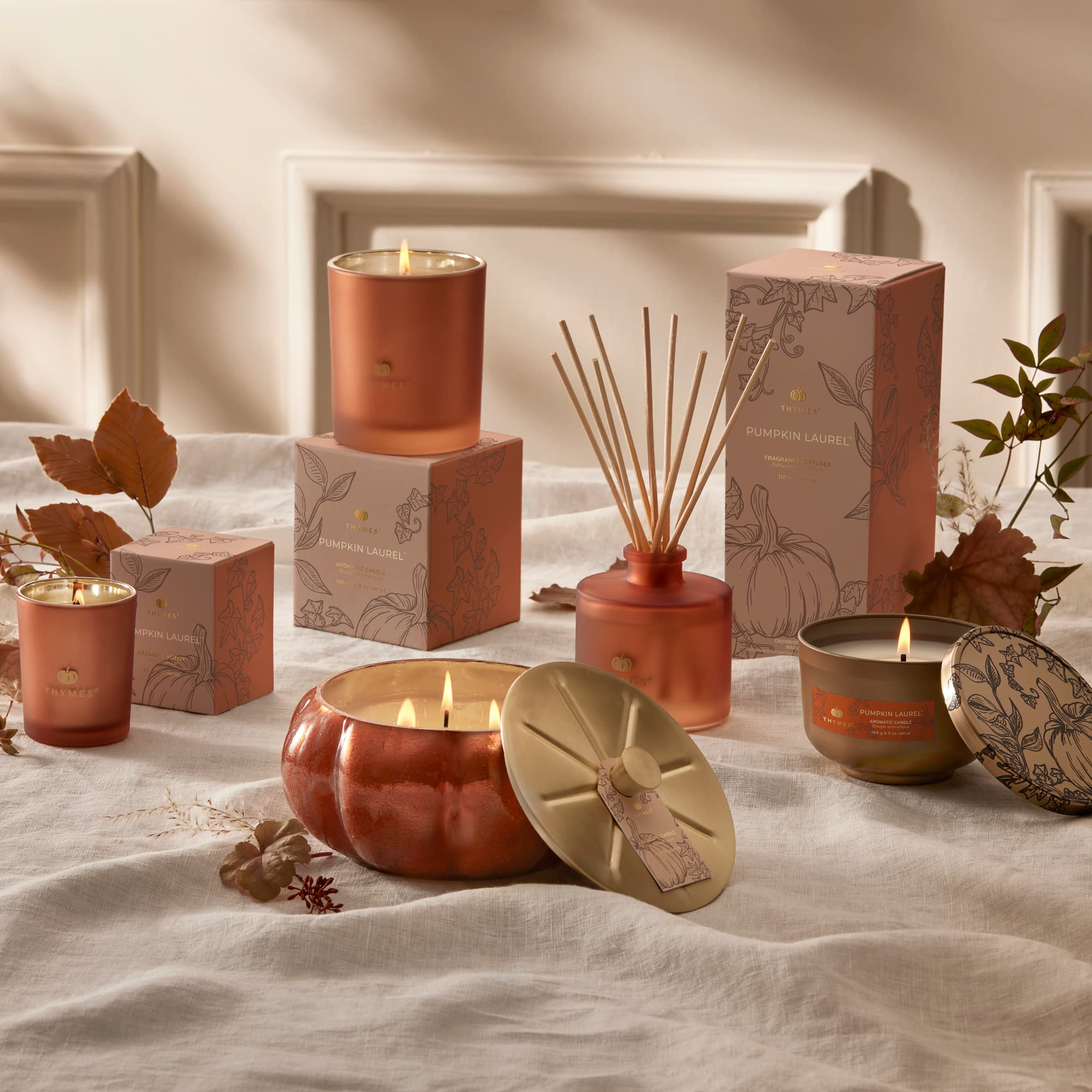 Thymes Frasier Fir Candle - Poured Candle Tin with Gold Lid - Scented Candle with A Fresh Home Fragrance - Pine Needle Design (6.5 oz)