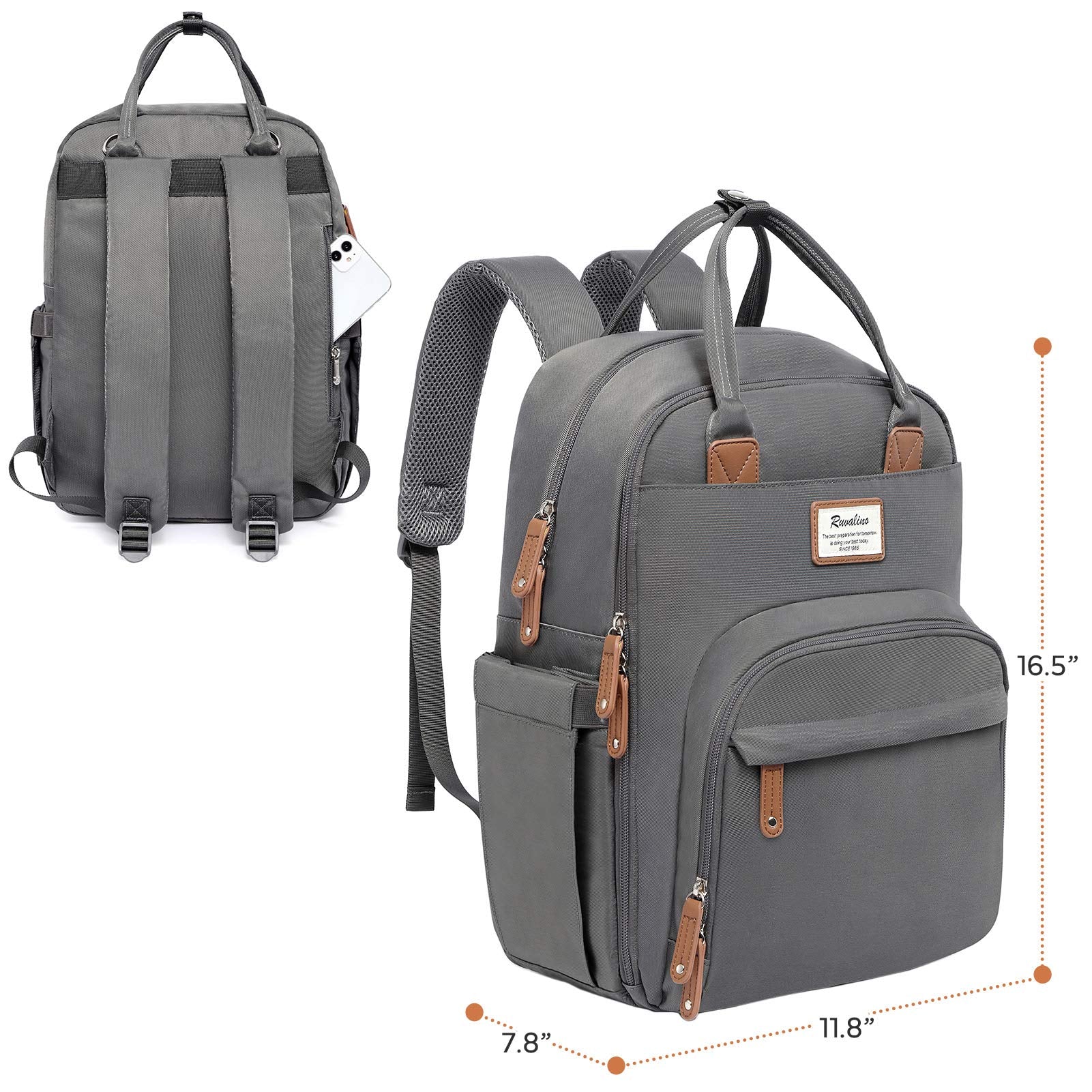 RUVALINO Diaper Bag Backpack, Multifunction Travel Pack Maternity Baby Changing Bags, Large Capacity, Waterproof, Beige