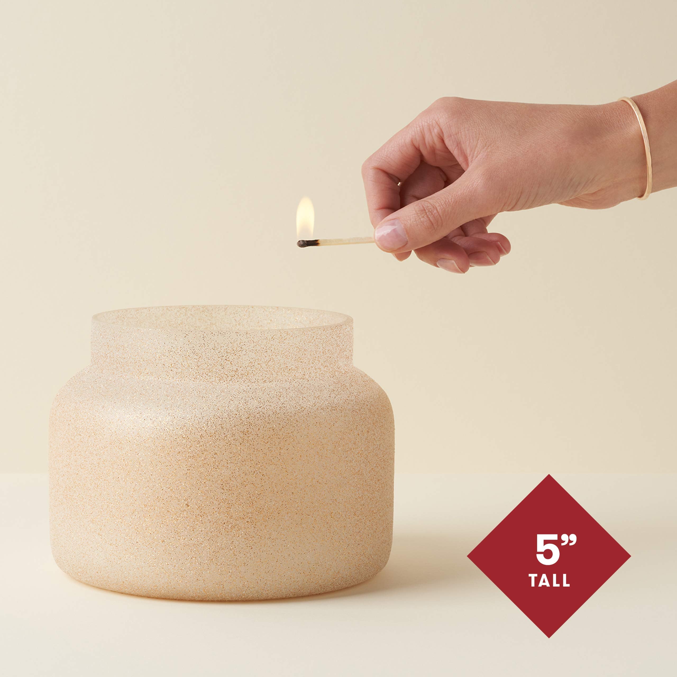 Capri Blue Tinsel & Spice Holiday Candle - Signature Glam Jar Candle - Juniper Berry, Cinnamon & Vanilla Scented Candles - Soy Wax Blend - Christmas Decor - Maroon Glitter Candle Holder (19 oz)