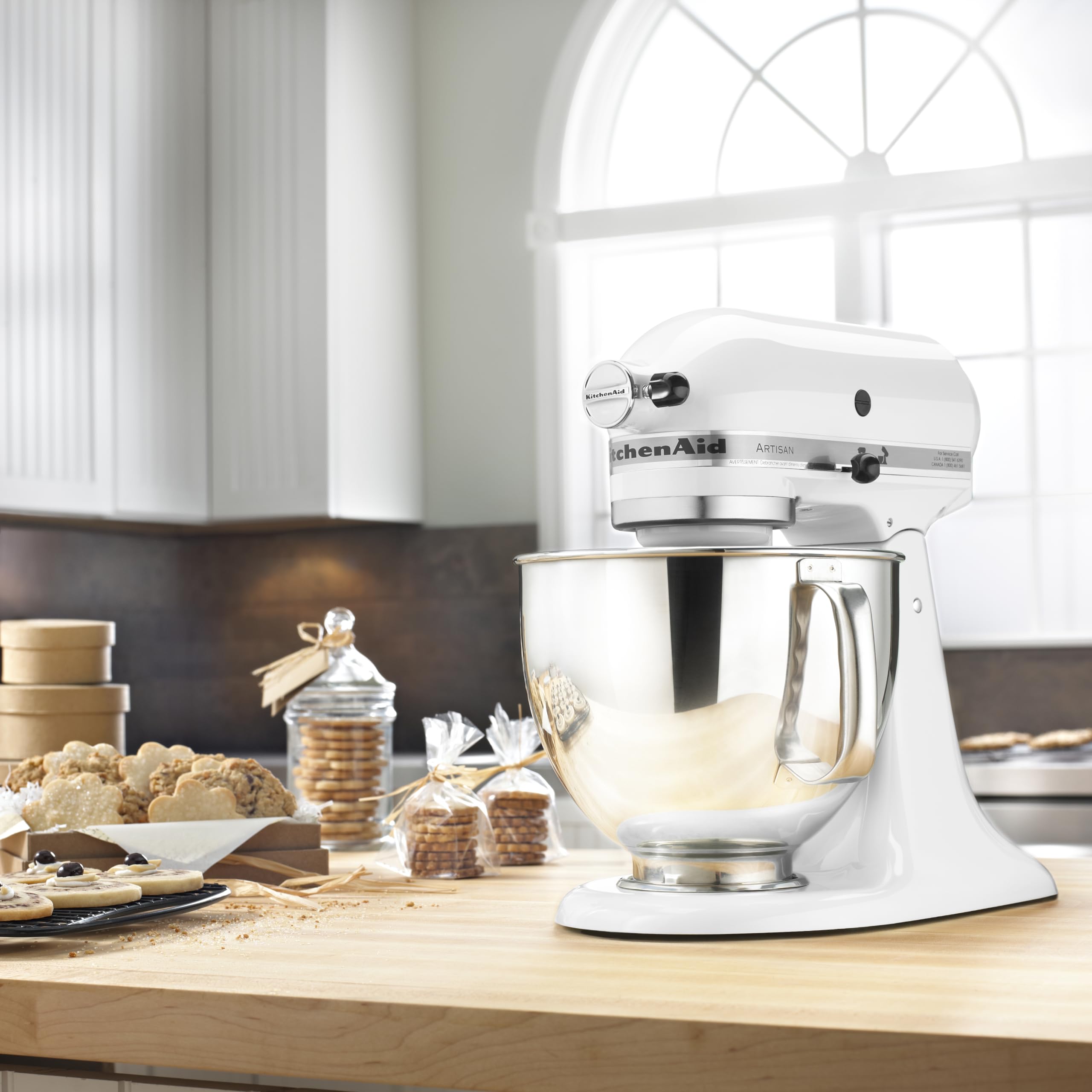 KitchenAid Artisan Series 5-Quart Tilt-Head Stand Mixer, Almond Cream, KSM150PSAC