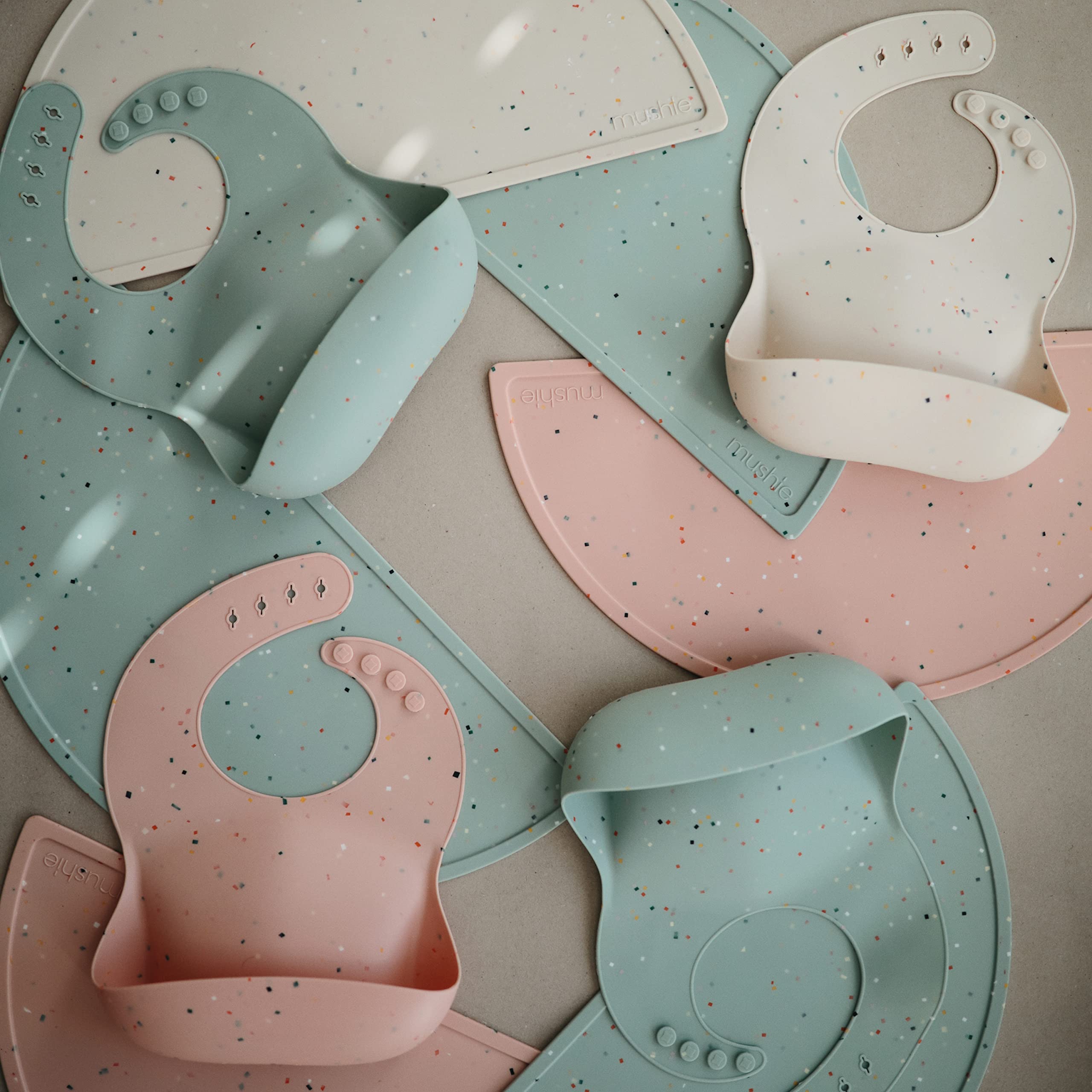 mushie Silicone Baby Bib | Adjustable Fit Waterproof Bibs (Whales)