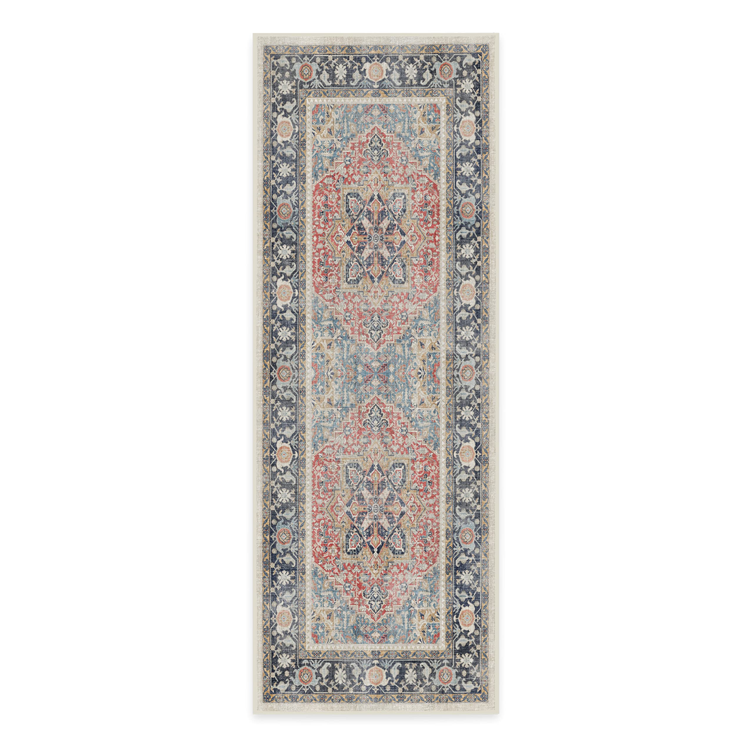 RUGGABLE Kamran Washable Rug - Perfect Vintage Area Rug for Living Room Bedroom Kitchen - Pet & Child Friendly - Stain & Water Resistant - Hazel 5&