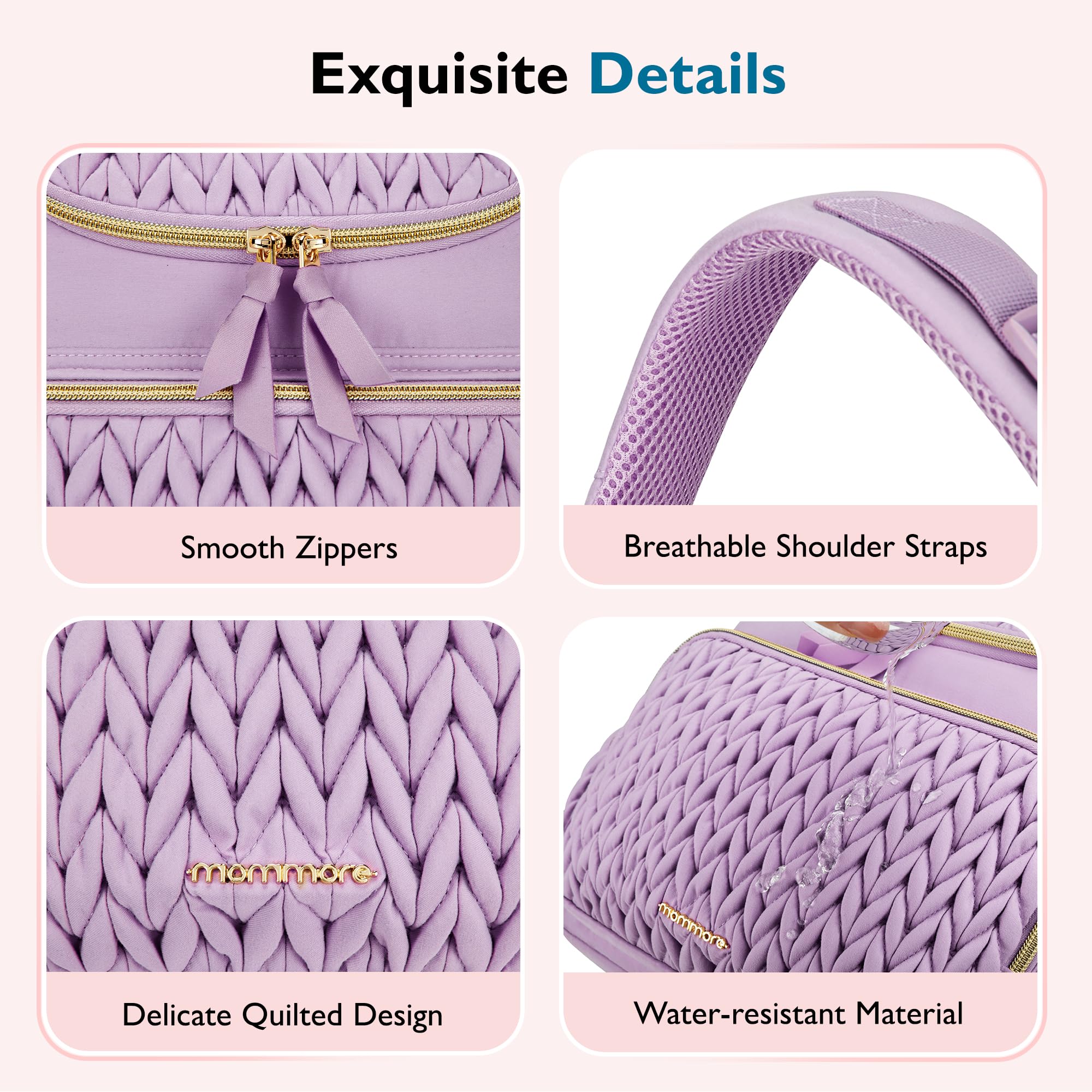 mommore Diaper Bag Small Diaper Backpack Stylish Baby Backpacks Travel Mini Maternity Bags with Insulated Pockets, Changing Pad, Stroller Straps