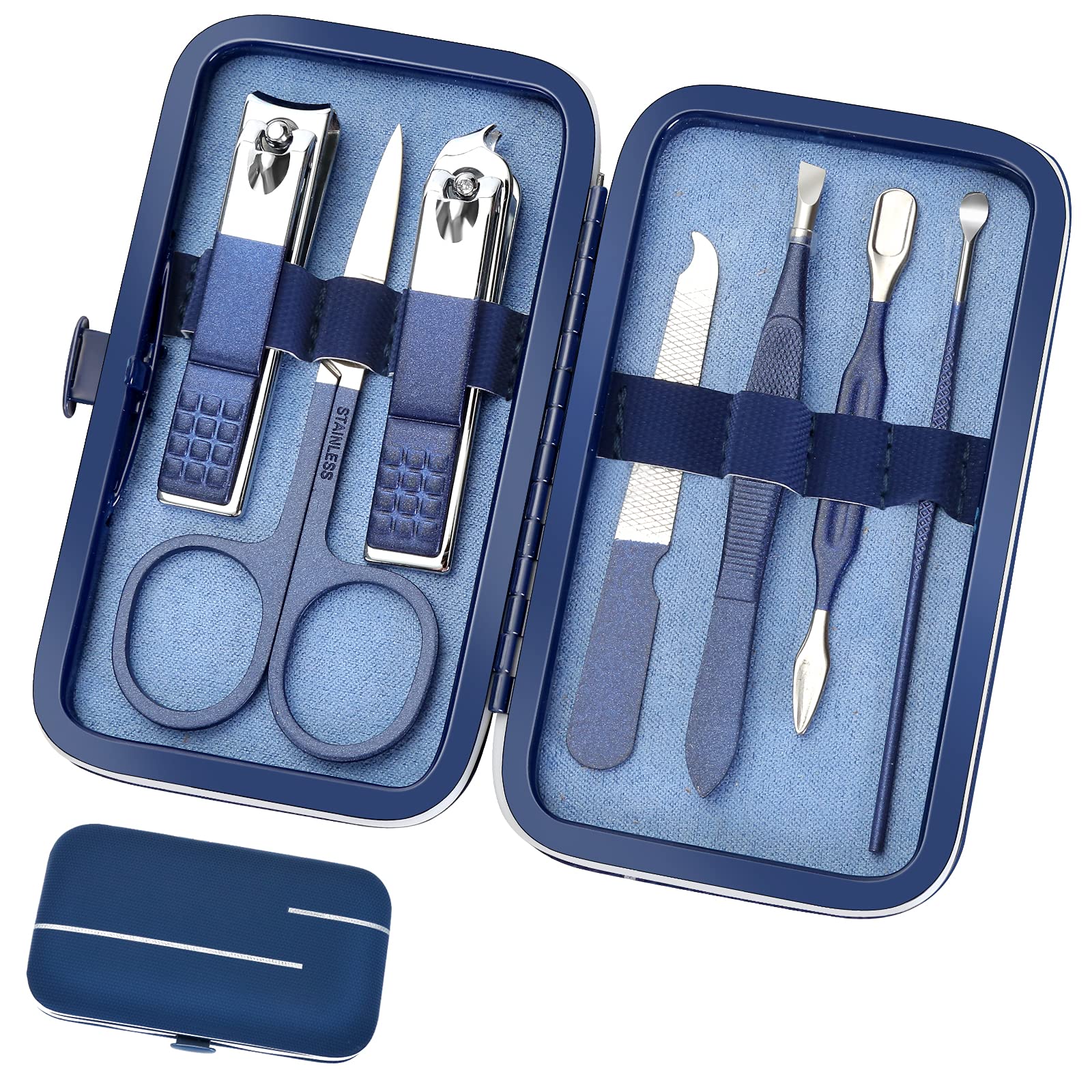 Manicure Set Professional Grooming Kits, Nail Clippers Pedicure Kit 8pcs Nail Kit Pedicure Set Tools with Aceoce Travel Case for Women Men Home or Salon Gift