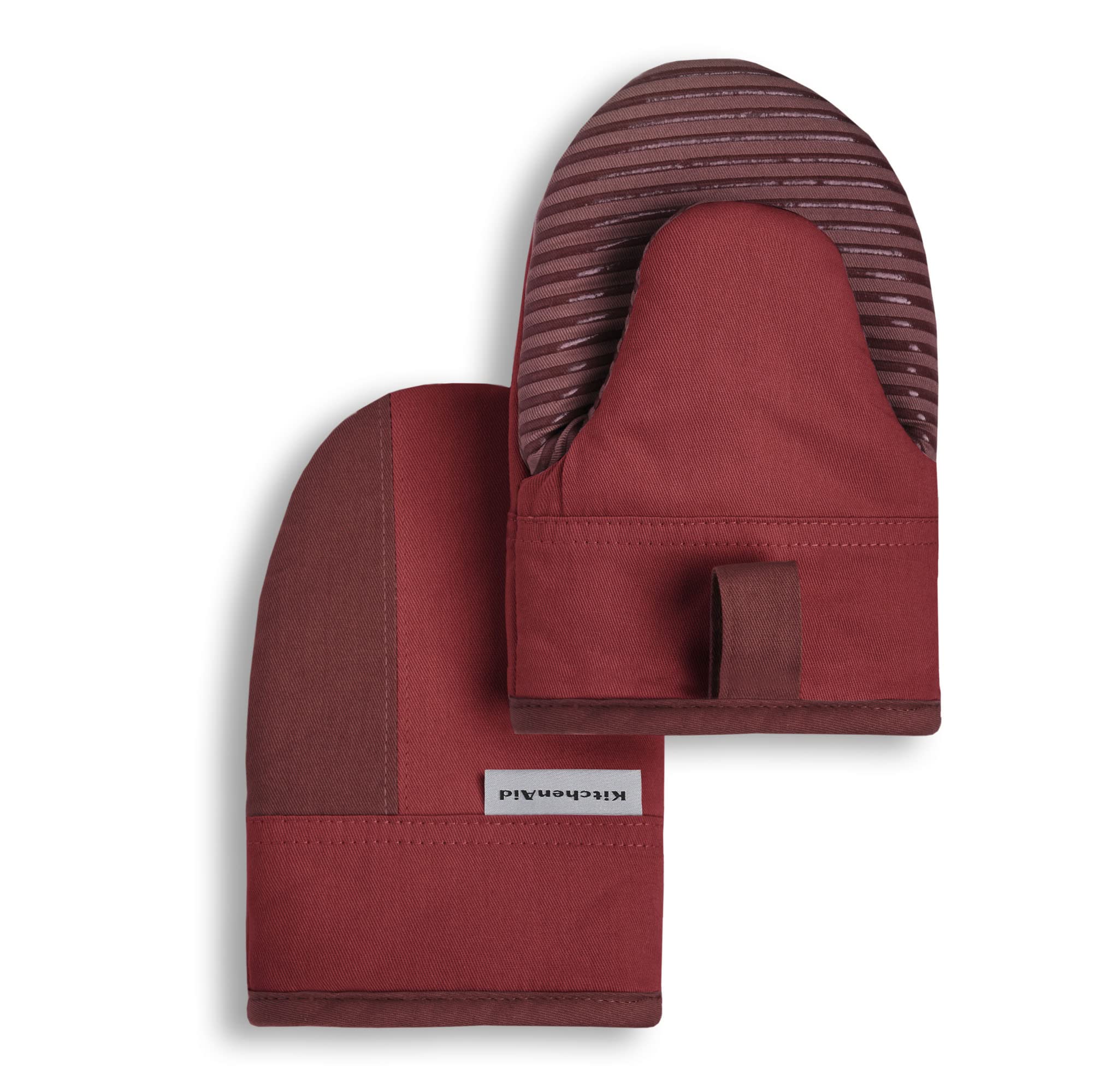 KitchenAid Beacon Two-Tone Non-Slip Mini Oven Mitt Set, Milkshake/Beige, 5.5"x8", 2 Piece