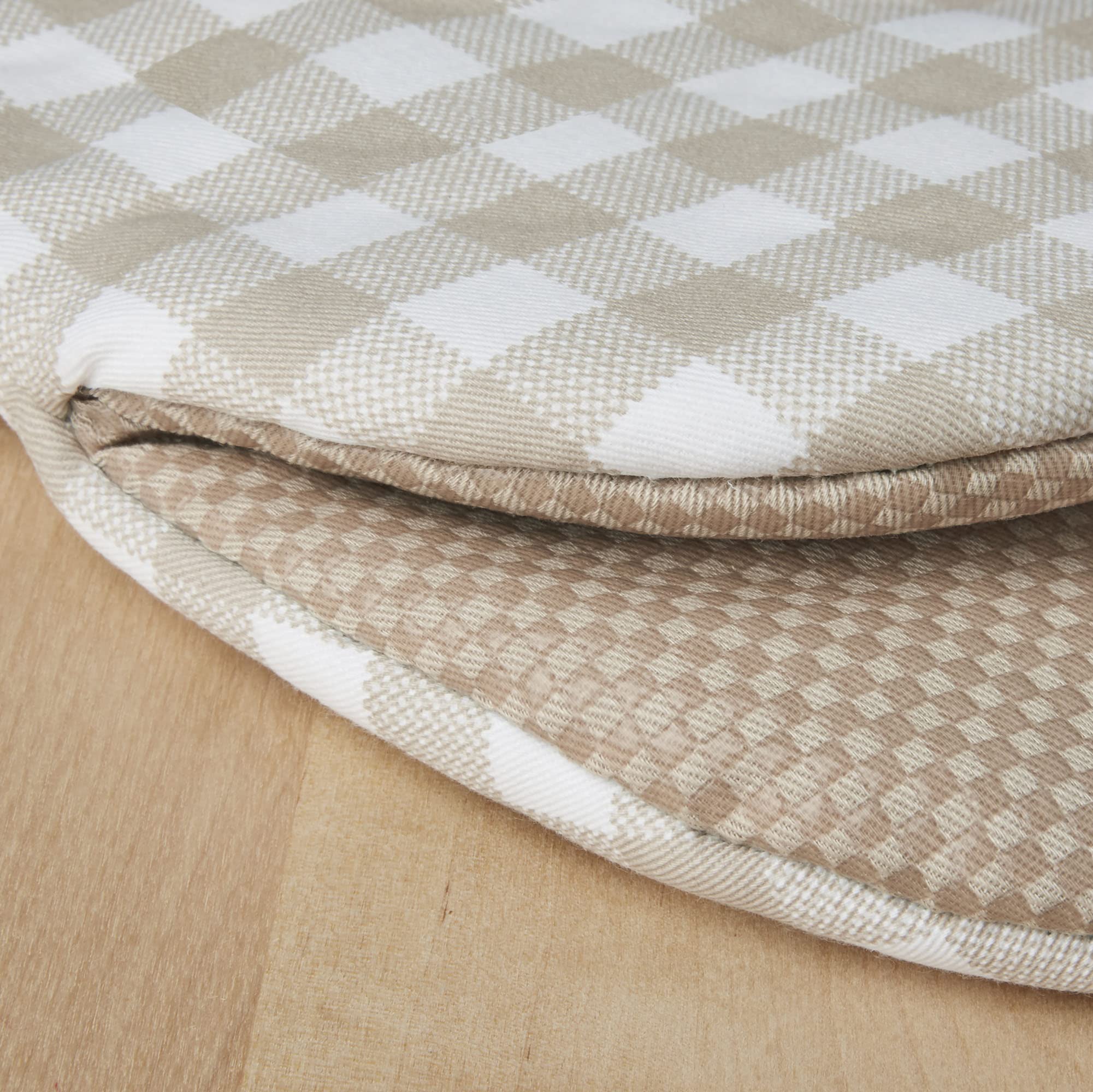 KitchenAid Gingham Mini Oven Mitt 2-Pack Set, Milkshake Tan, 5.5"x8"