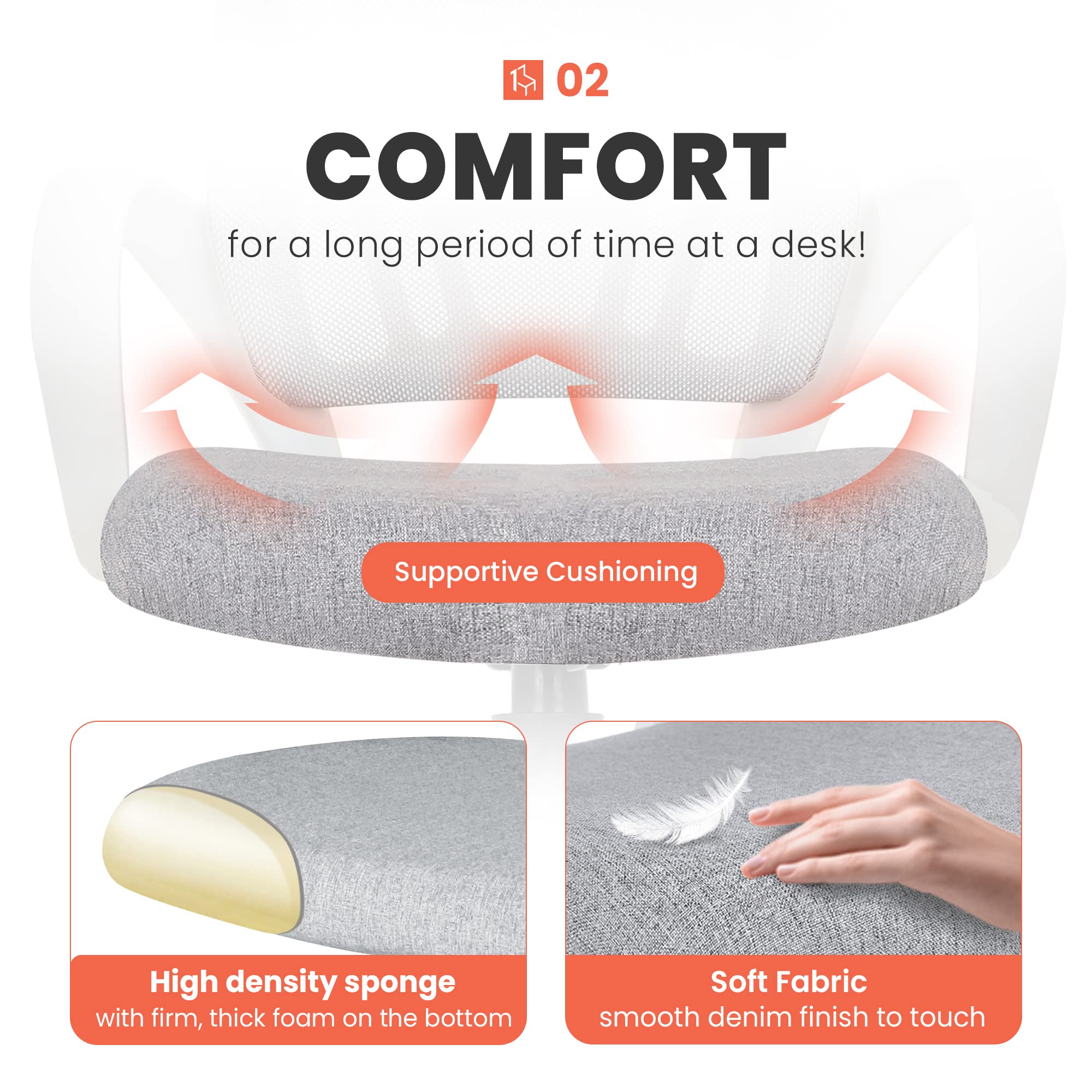 NEO CHAIR Office Chair Computer Desk Chair Gaming Ergonomic Mid Back Cushion Lumbar Support with Comfy Mesh Adjustable Swivel Rolling Home (Beige)