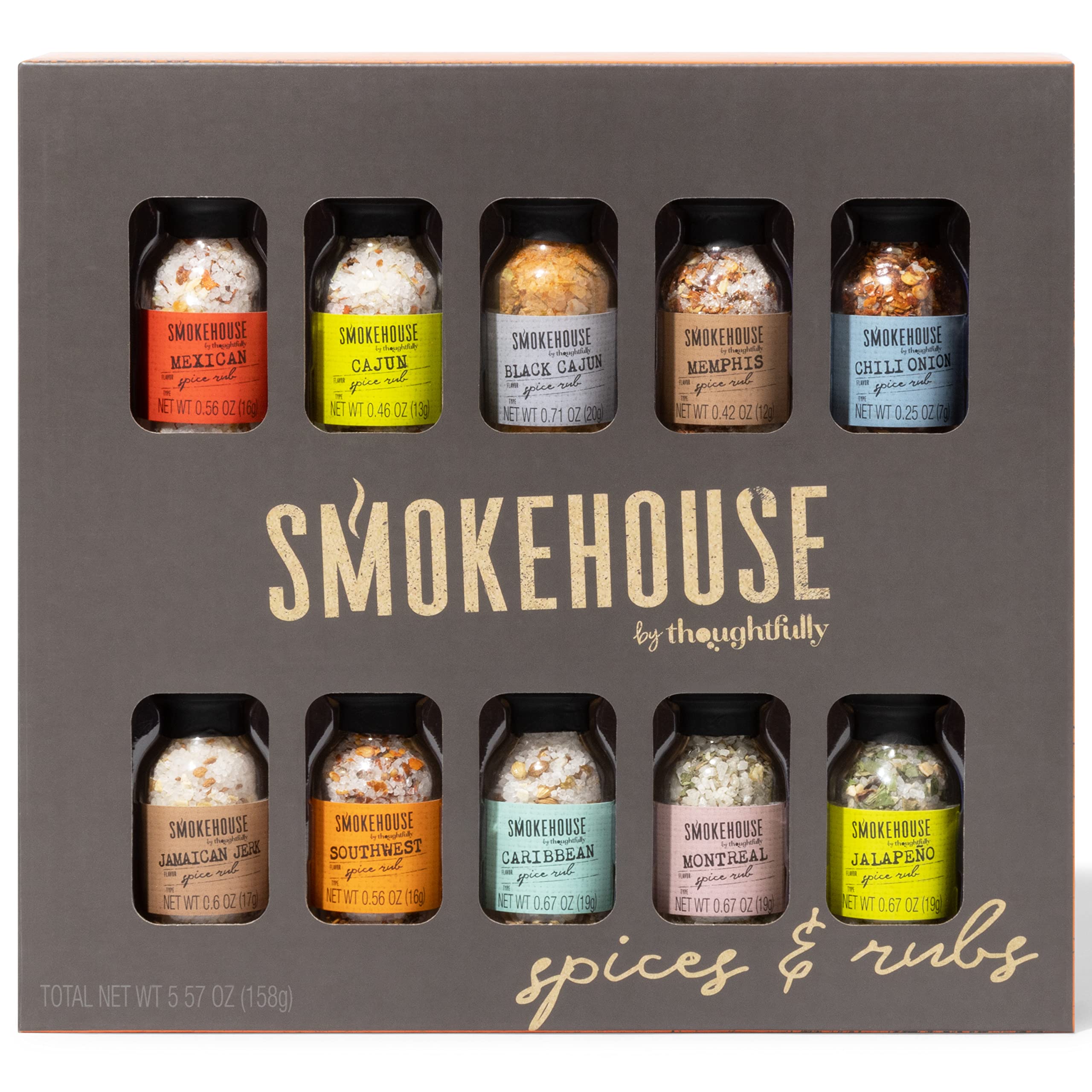 Smokehouse Gift Set by Thoughtfully, Vegan and Vegetarian Barbecue Rubs, Flavors Include Cajun, Caribbean, Memphis and Southwest, Set of 4