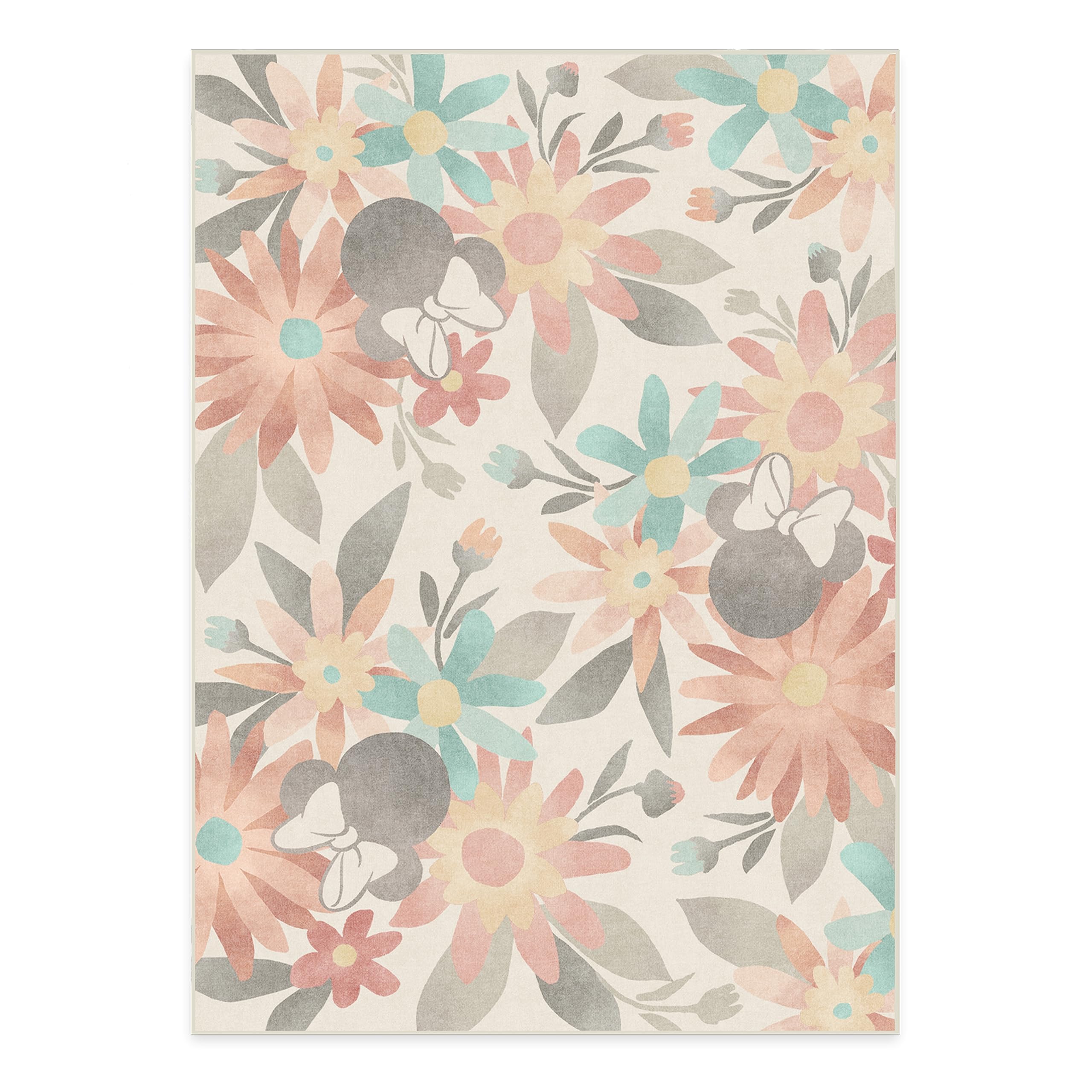 RUGGABLE Disney Classic Minnie Mouse Washable Rug - Perfect Area Rug for Nursery Playroom Kids Room - Pet & Child Friendly - Stain & Water Resistant - Trellis Pink 5&