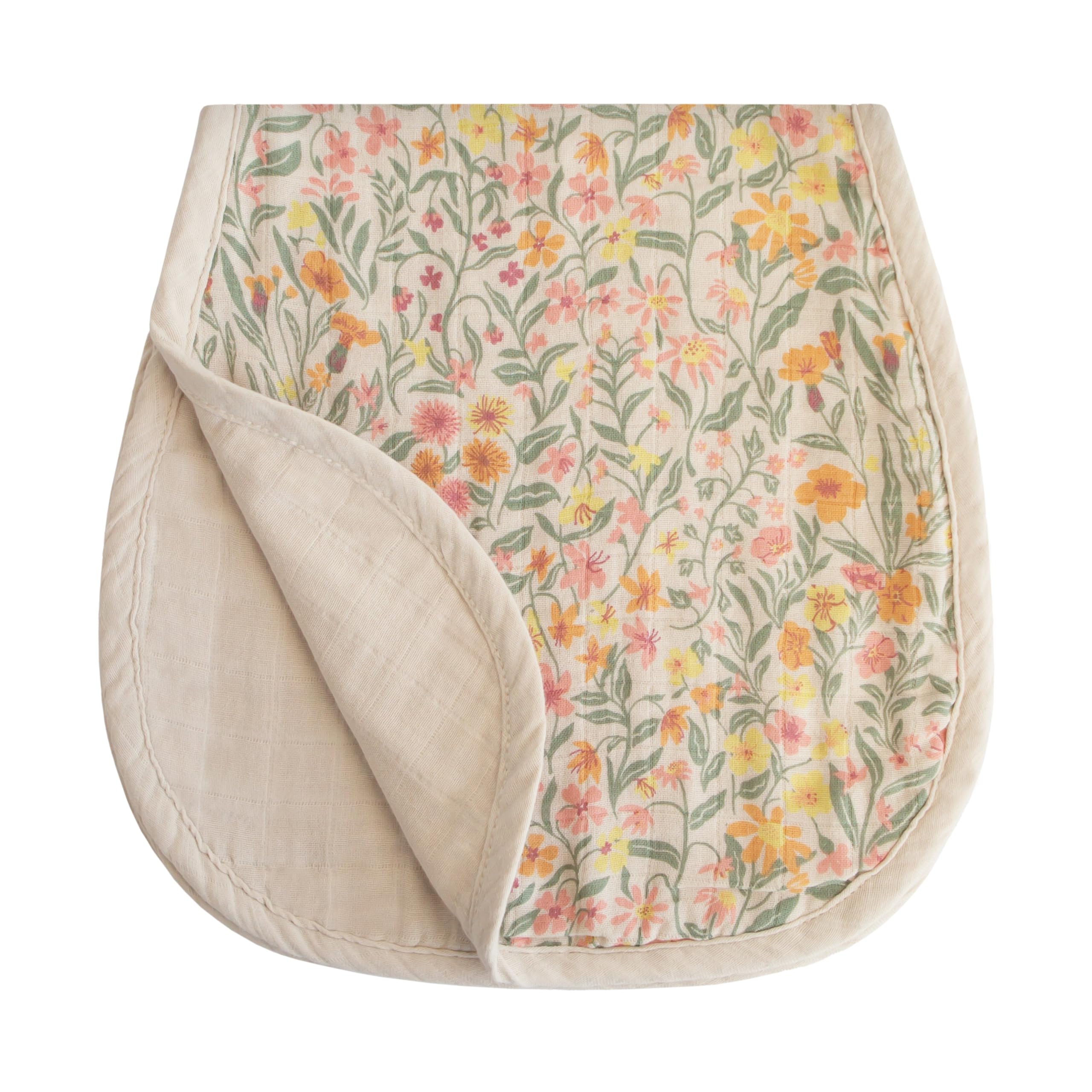 mushie Muslin Baby Burp Cloths | 100% Organic Cotton, Set of 2 (Olive Check/Natural Check)