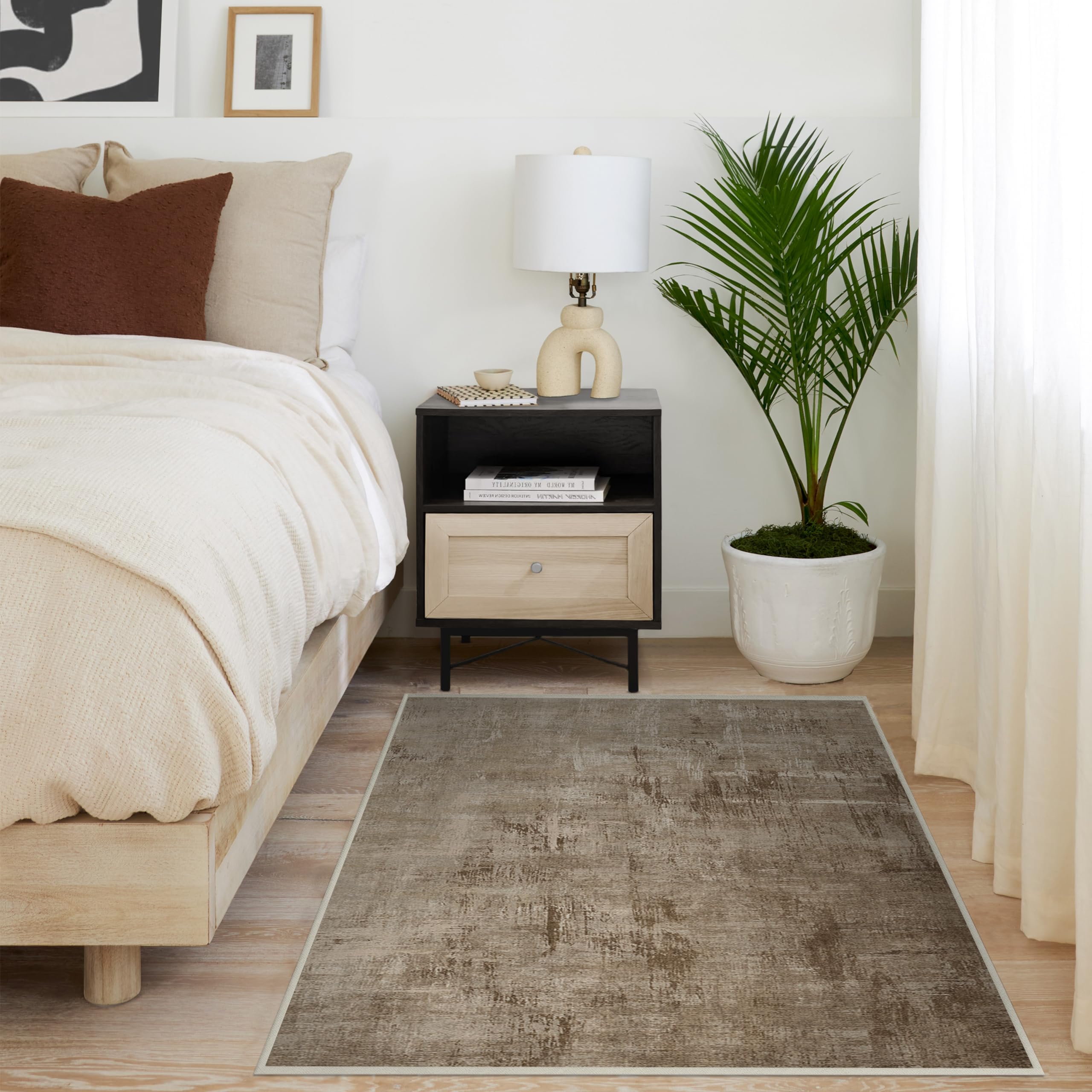 RUGGABLE Impasto Washable Rug - Perfect Modern Area Rug for Living Room Bedroom Kitchen - Non-Slip, Pet & Child Friendly, Stain & Water Resistant - Durable - Sage Green 3&