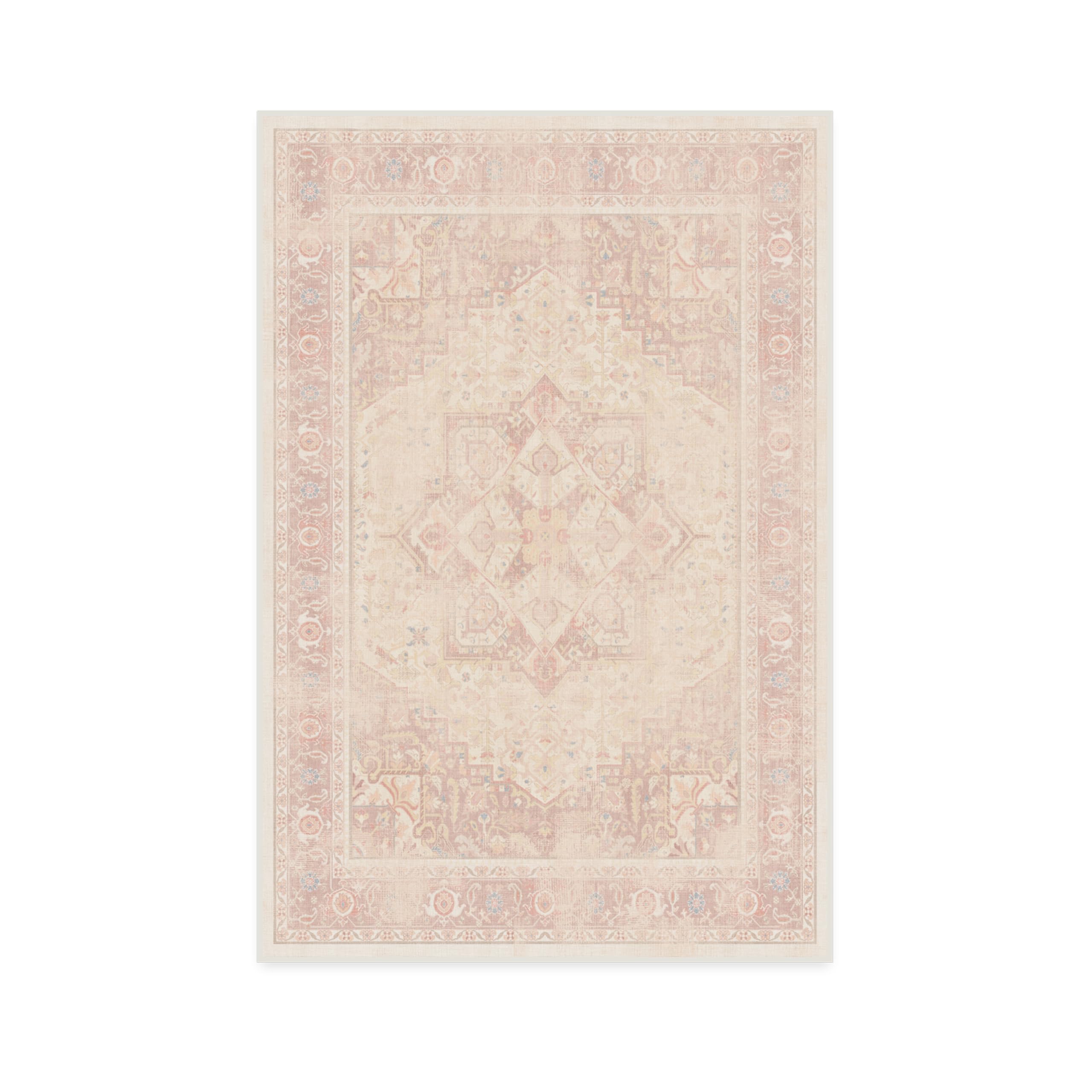 RUGGABLE Kamran Washable Rug - Perfect Vintage Area Rug for Living Room Bedroom Kitchen - Pet & Child Friendly - Stain & Water Resistant - Hazel 5&