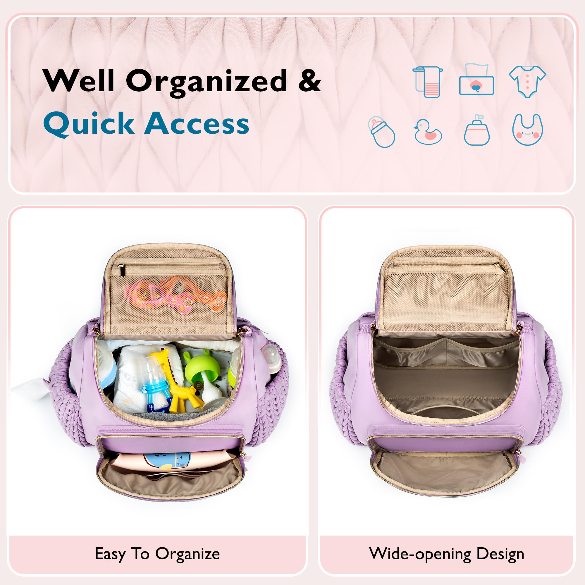 mommore Diaper Bag Small Diaper Backpack Stylish Baby Backpacks Travel Mini Maternity Bags with Insulated Pockets, Changing Pad, Stroller Straps