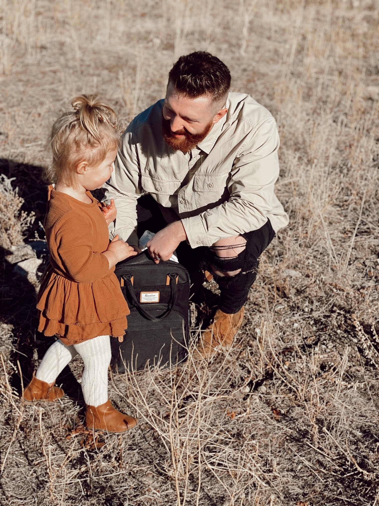 RUVALINO Diaper Bag Backpack, Multifunction Travel Pack Maternity Baby Changing Bags, Large Capacity, Waterproof, Beige