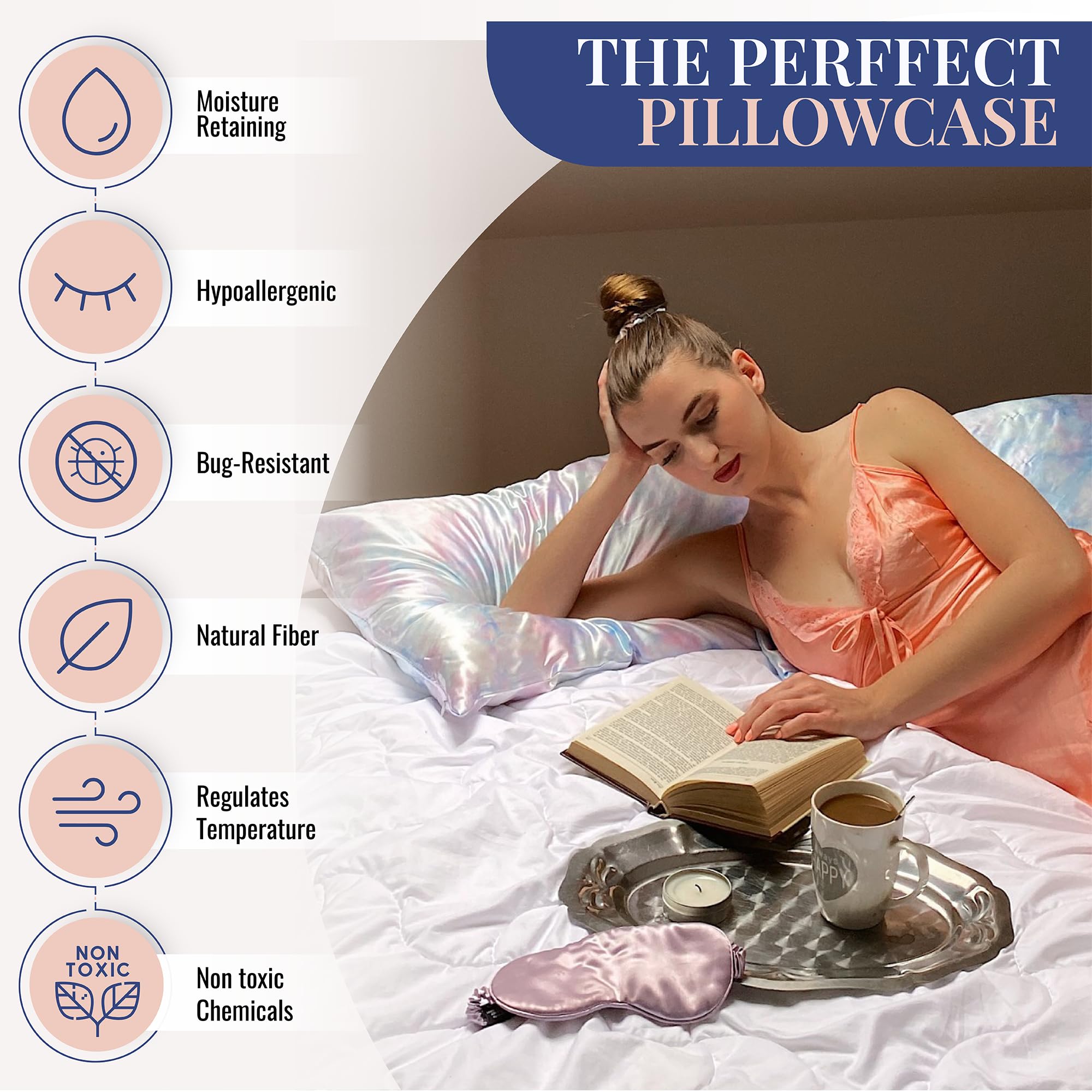 Blissy Silk Pillowcase - 100% Pure Mulberry Silk - 22 Momme 6A High-Grade Fibers - Silk Pillow Cover for Hair & Skin - Regular, Queen & King with Hidden Zipper (Queen, Champagne)