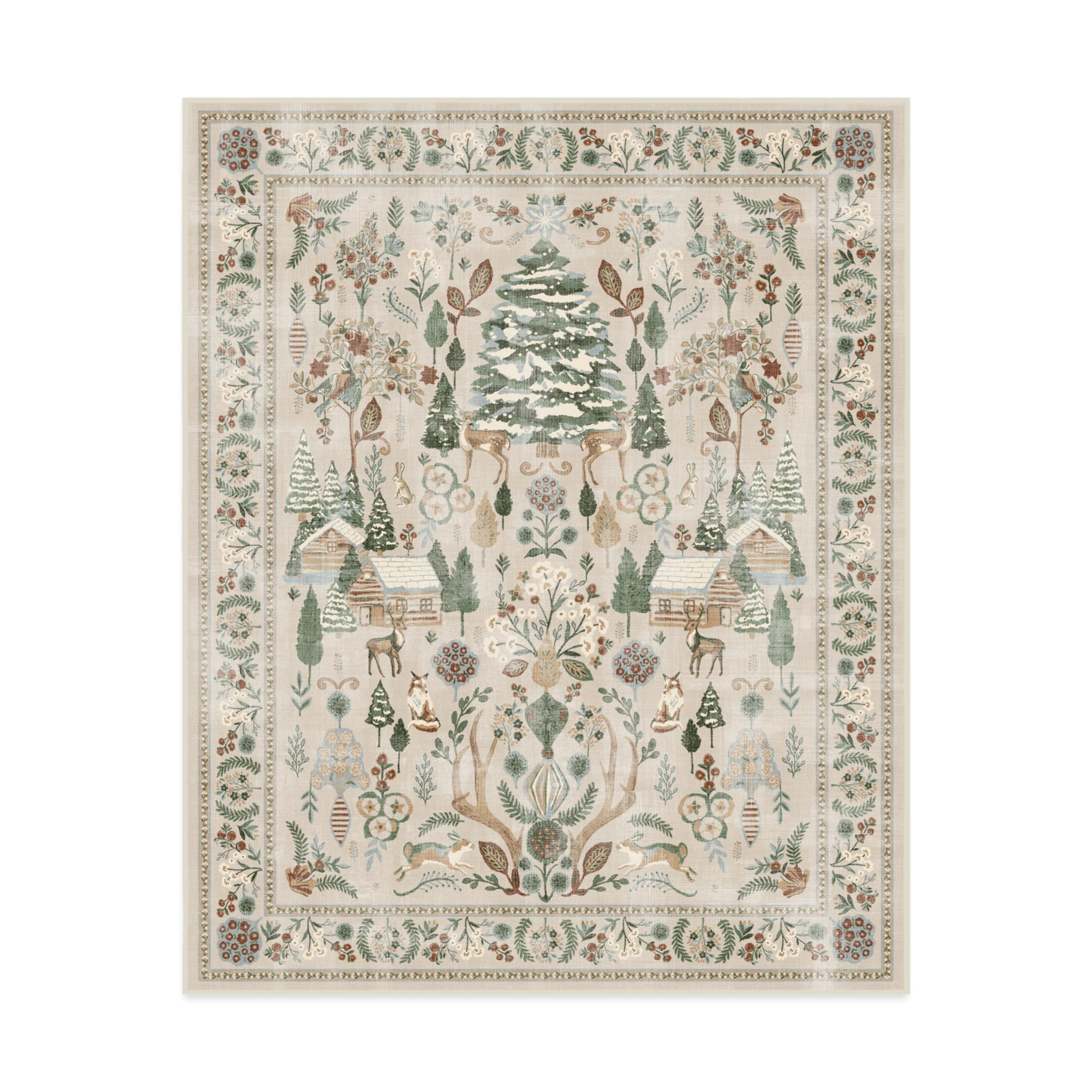 RUGGABLE Winter Plaid Washable Rug - Perfect Holiday Area Rug for Living Room Bedroom Kitchen - Pet & Child Friendly - Stain & Water Resistant - Dress Stewart Tartan Plaid 3&