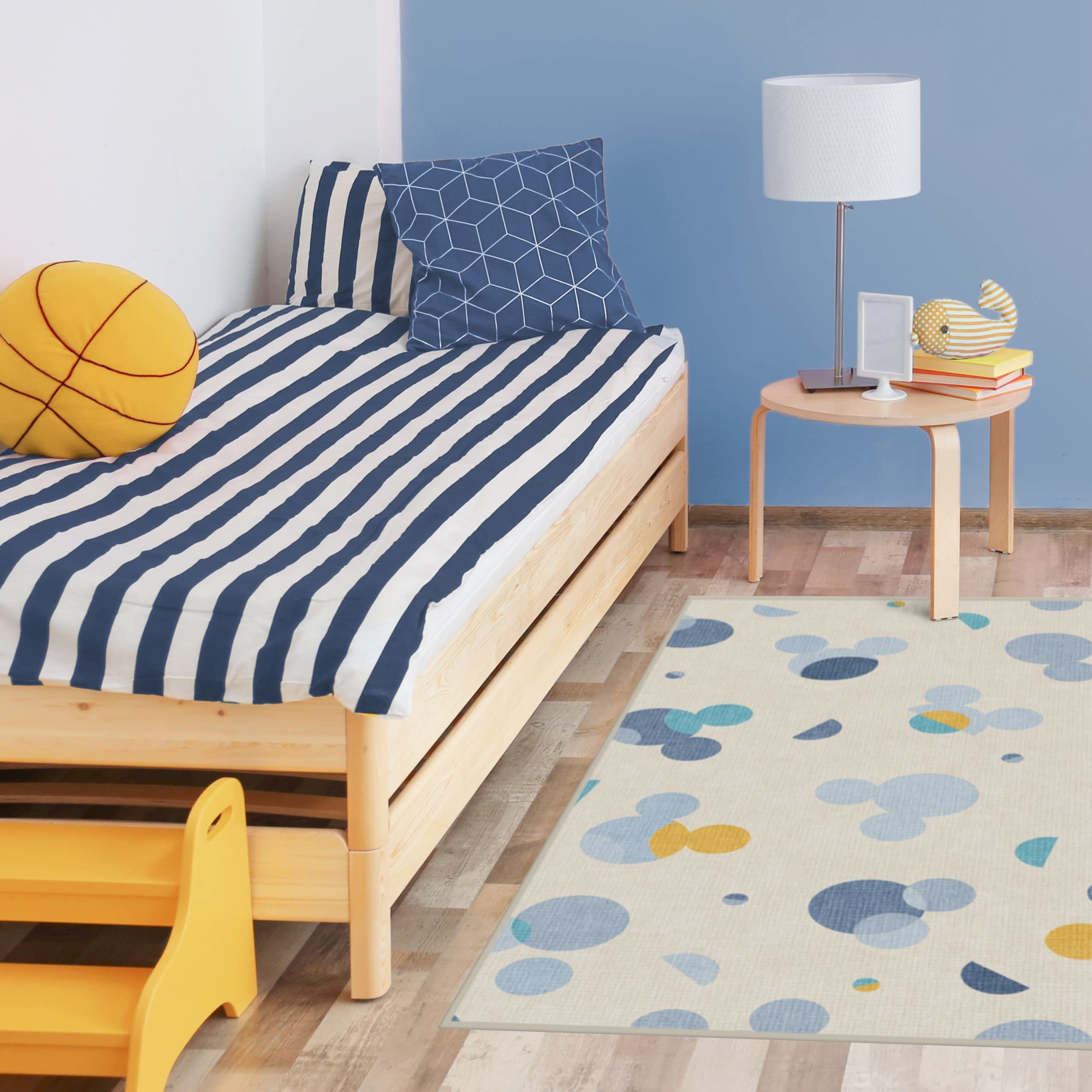 RUGGABLE Disney Classic Minnie Mouse Washable Rug - Perfect Area Rug for Nursery Playroom Kids Room - Pet & Child Friendly - Stain & Water Resistant - Trellis Pink 5&