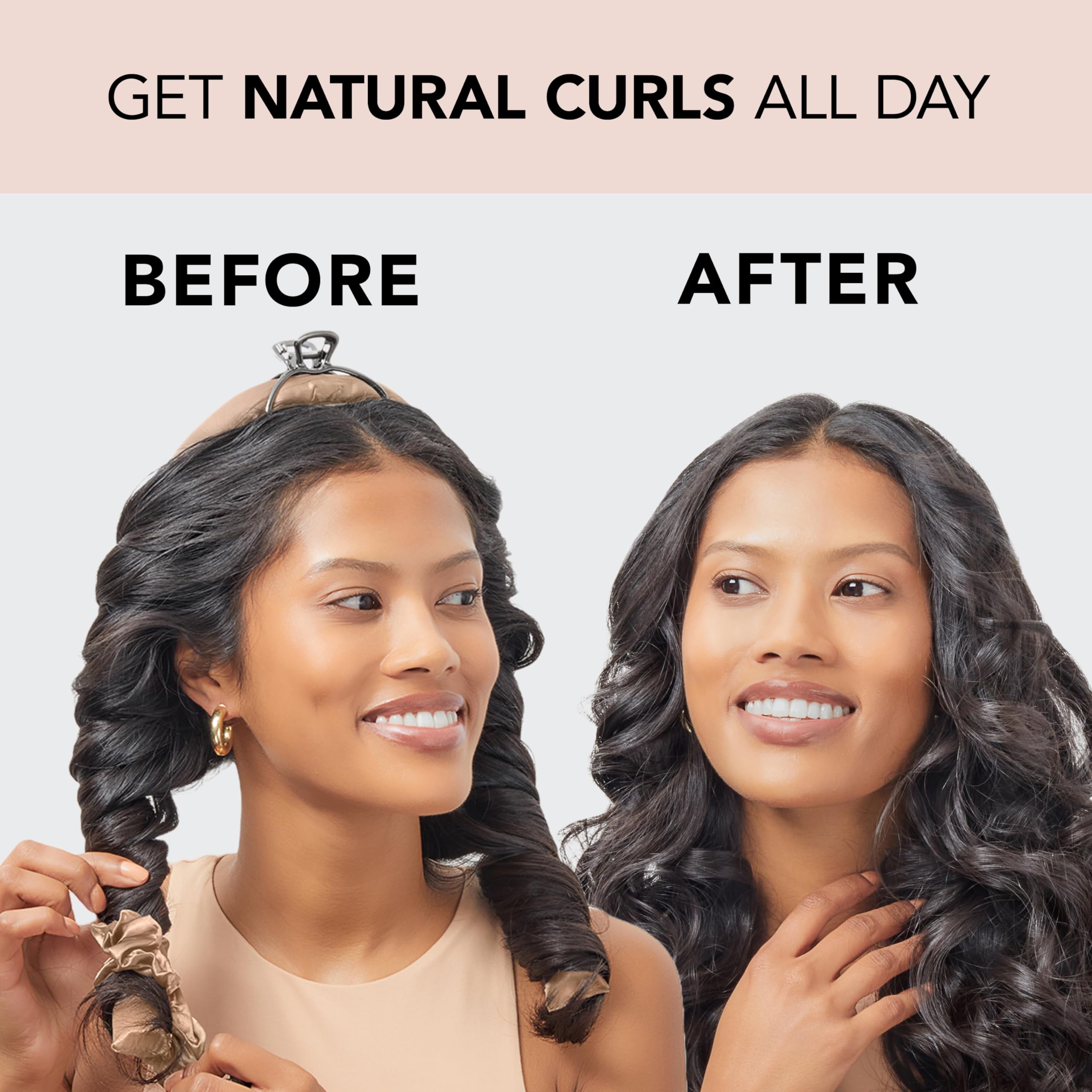 Kitsch Satin Heatless Curling Set for No-Heat Soft Curls | Overnight Hair Curlers & Curling Rod Headband, Frizz-Free Styling | Gentle Rollers for All Hair Types - 1 Pack (Charcoal)