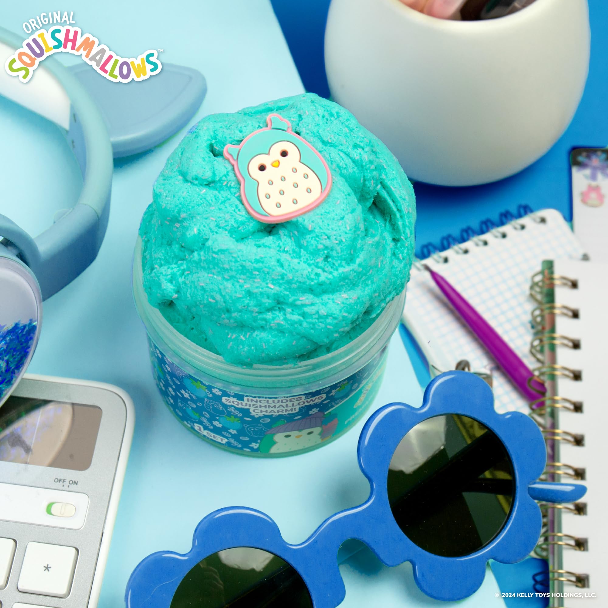 Original Squishmallows Winston The Owl Premium Scented Slime, Blue Raspberry Scented, 8 oz. Slime, 2 Fun Slime Add Ins, Pre-Made Slime for Kids, Great 6 Year Old Toys, Super Soft Squishy Toy