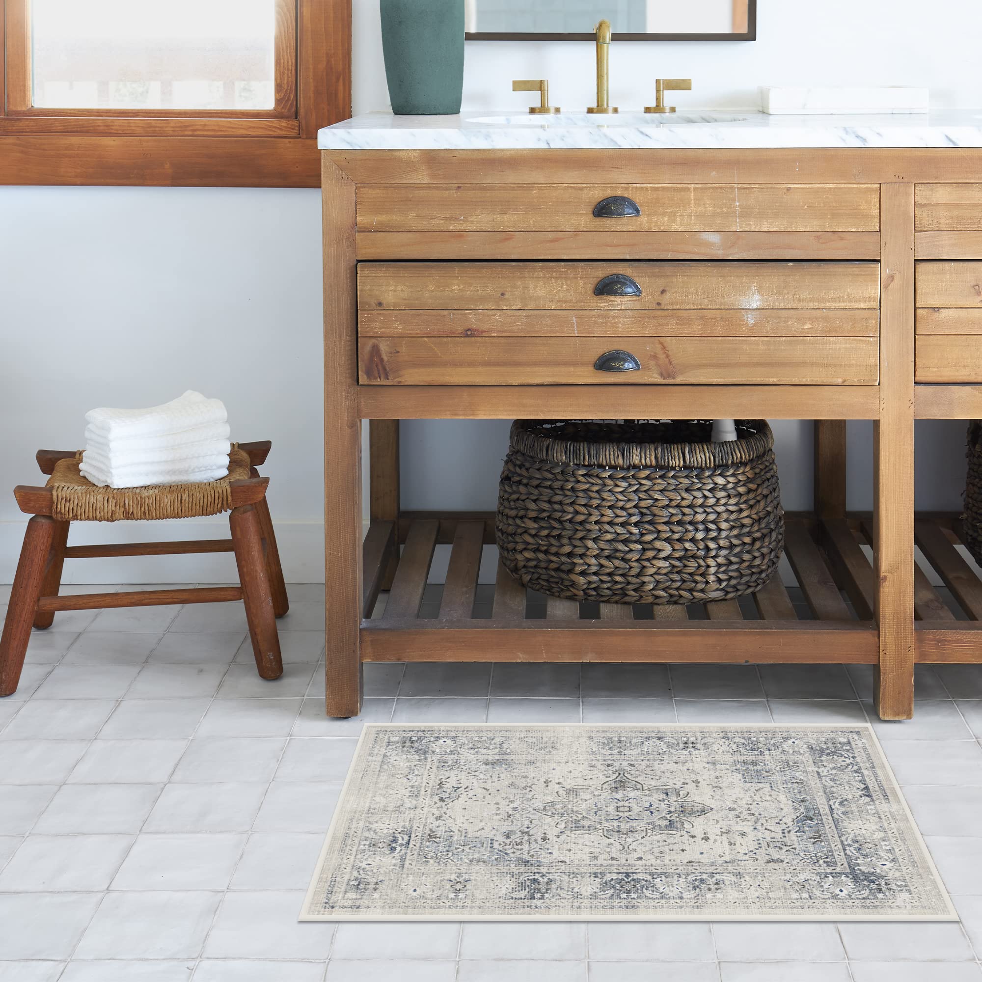 RUGGABLE – Sarrah Blue Quartz – Machine Washable Runner Rug – Pet & Child Friendly – Stain & Water Resistant – Non-Slip – 2.5&