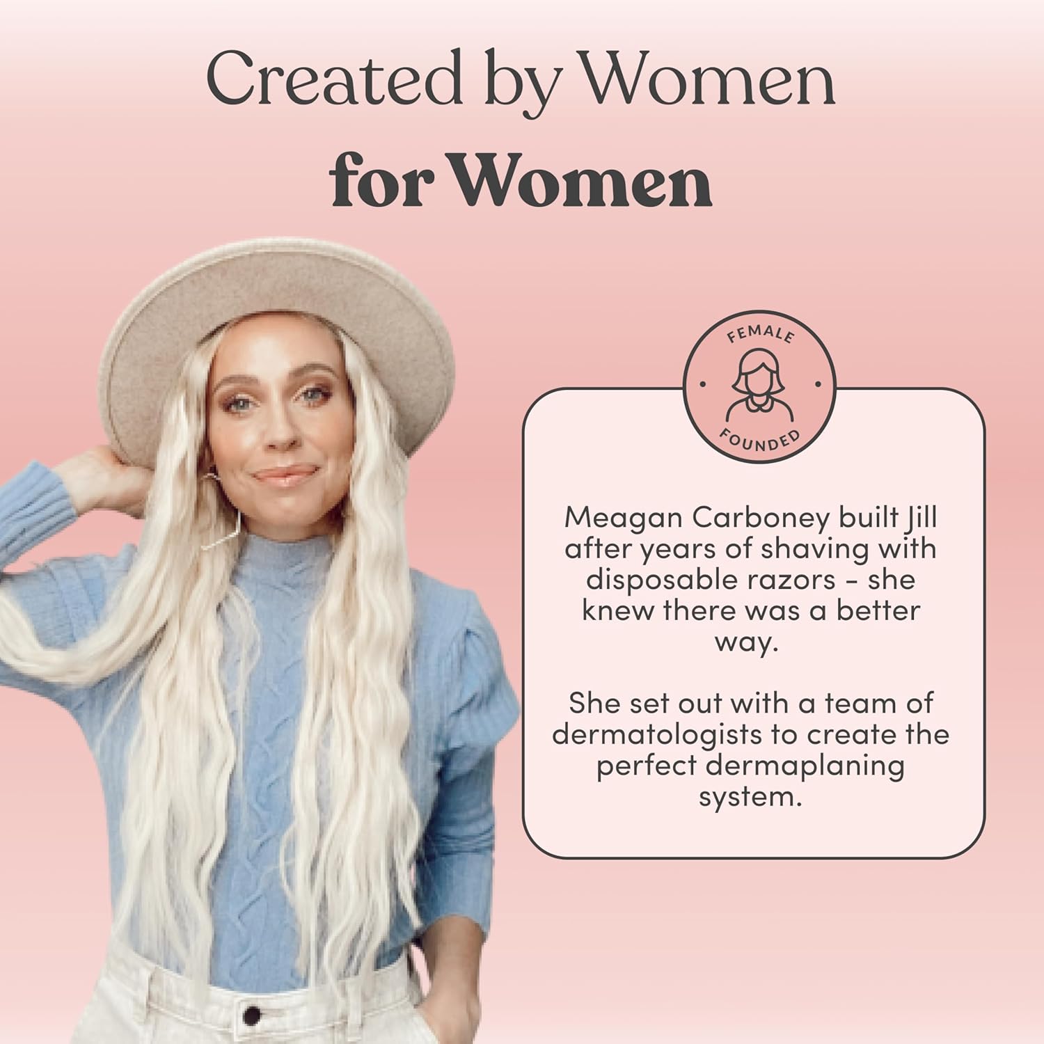 Jill Dermaplane Razor Starter Kit for Women | Facial Hair Removal Dermaplaning Kit Includes 1 Jill Wand, 2 Dermaplane Razors for Sensitive Skin & Cleaning Cloth | Magic Oil Wipes Not Included