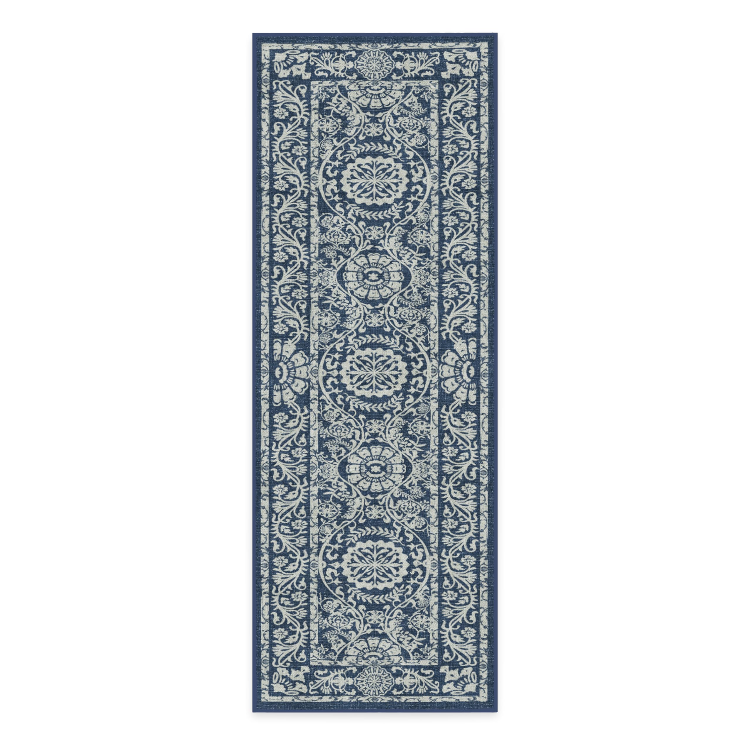 RUGGABLE Washable 2x3 Area Rug, Delphina Delft Blue, Premium Vintage Rugs for Living Room, Bedroom, Kitchen, Office, Classroom with Gripper Non Slip Pad