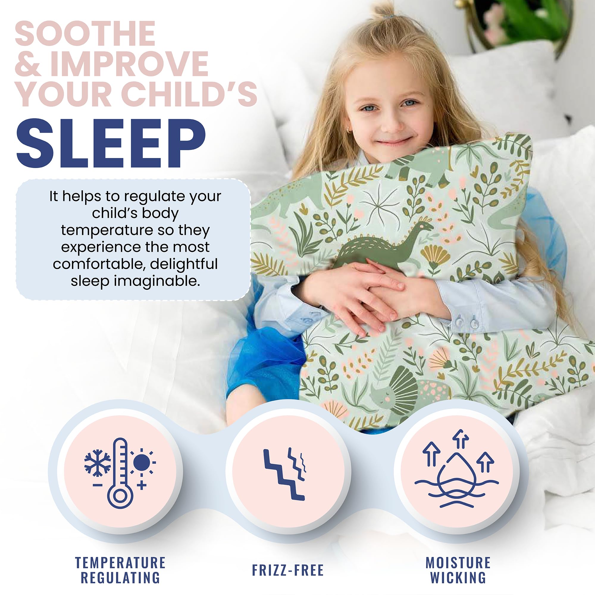 Blissy Toddler Silk Pillowcase - 100% Pure Mulberry Silk - 22 Momme 6A High-Grade Fibers - Soft and Gentle Silk Pillowcase for Kids Hair and Skin (Toddler 13 x 18 in, Baby Blue)