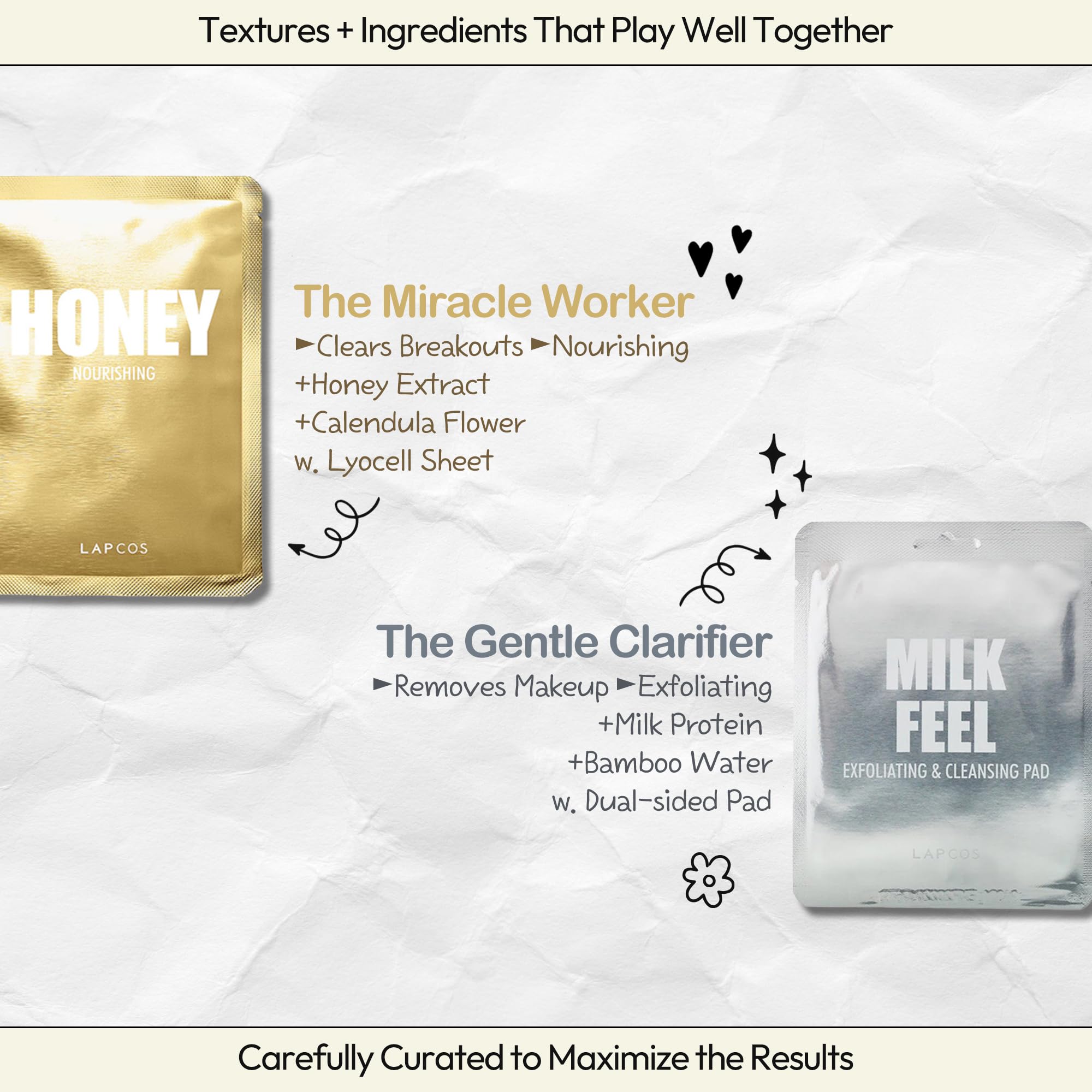 LAPCOS Pearl Sheet Mask, Daily Face Mask with Probiotics to Brighten and Clarify Skin, Korean Beauty Favorite, 5-Pack