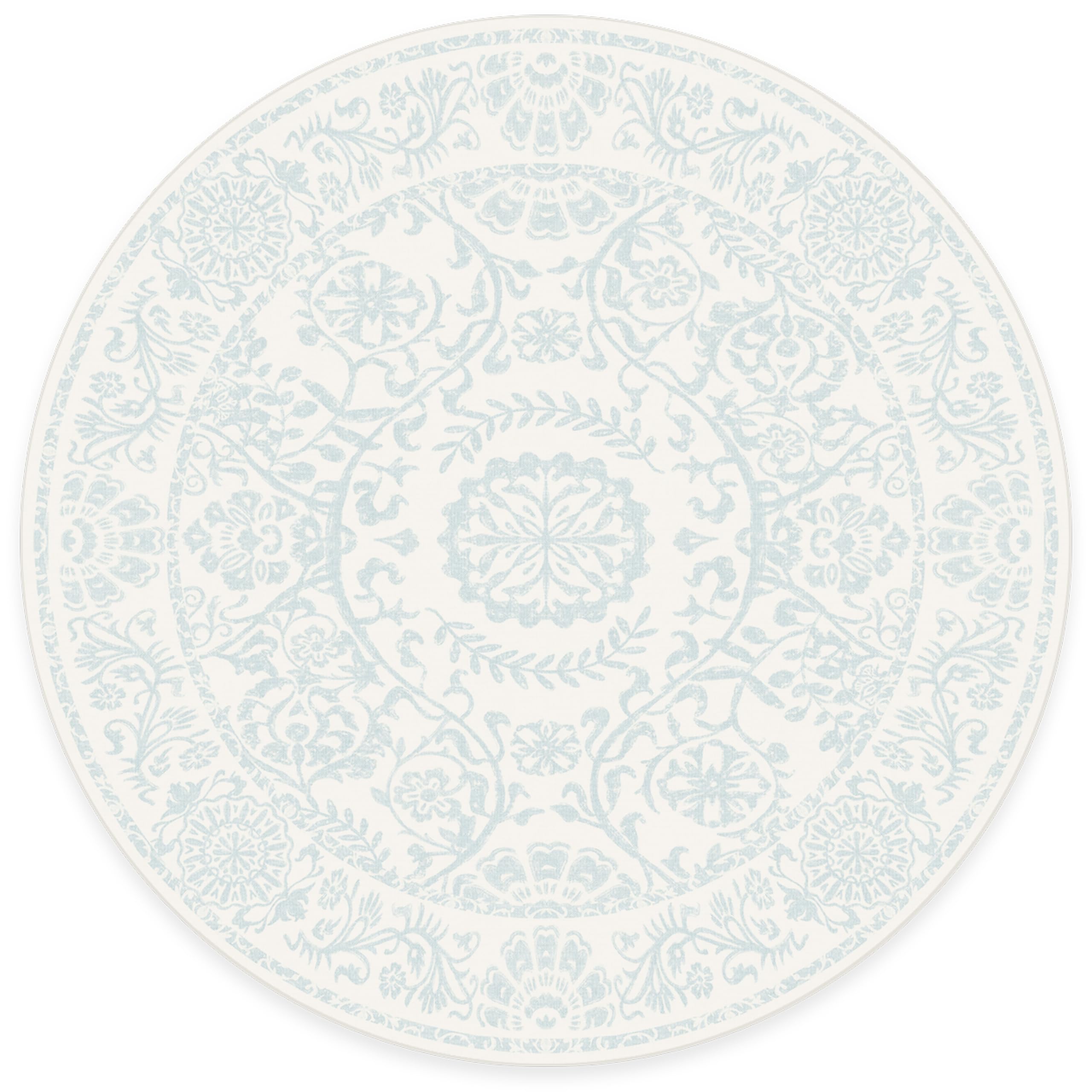RUGGABLE Washable 2x3 Area Rug, Delphina Delft Blue, Premium Vintage Rugs for Living Room, Bedroom, Kitchen, Office, Classroom with Gripper Non Slip Pad