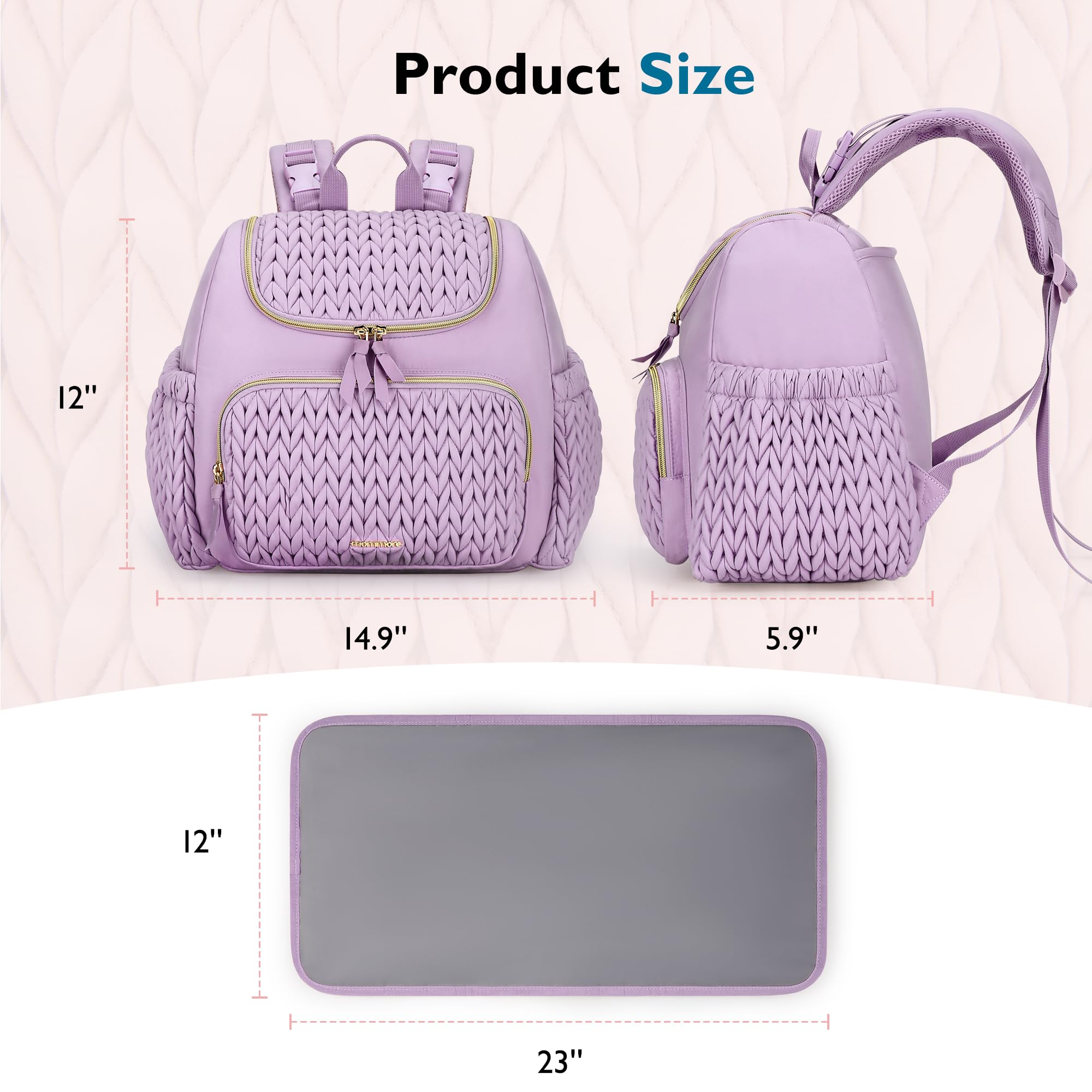 mommore Diaper Bag Small Diaper Backpack Stylish Baby Backpacks Travel Mini Maternity Bags with Insulated Pockets, Changing Pad, Stroller Straps