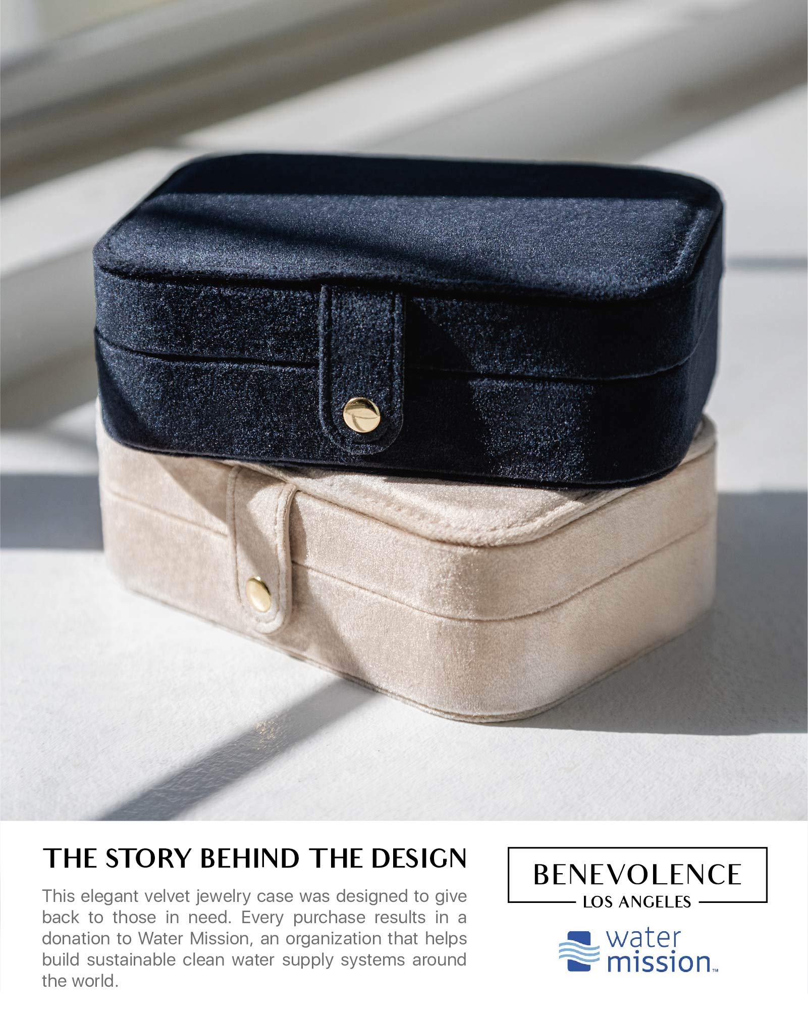 Benevolence LA Plush Velvet Travel Jewelry Storage Box | Travel Jewelry Case Small Jewelry Box for Women | Jewelry Travel Organizer | Earring Organizer with Mirror - Dusty Pink