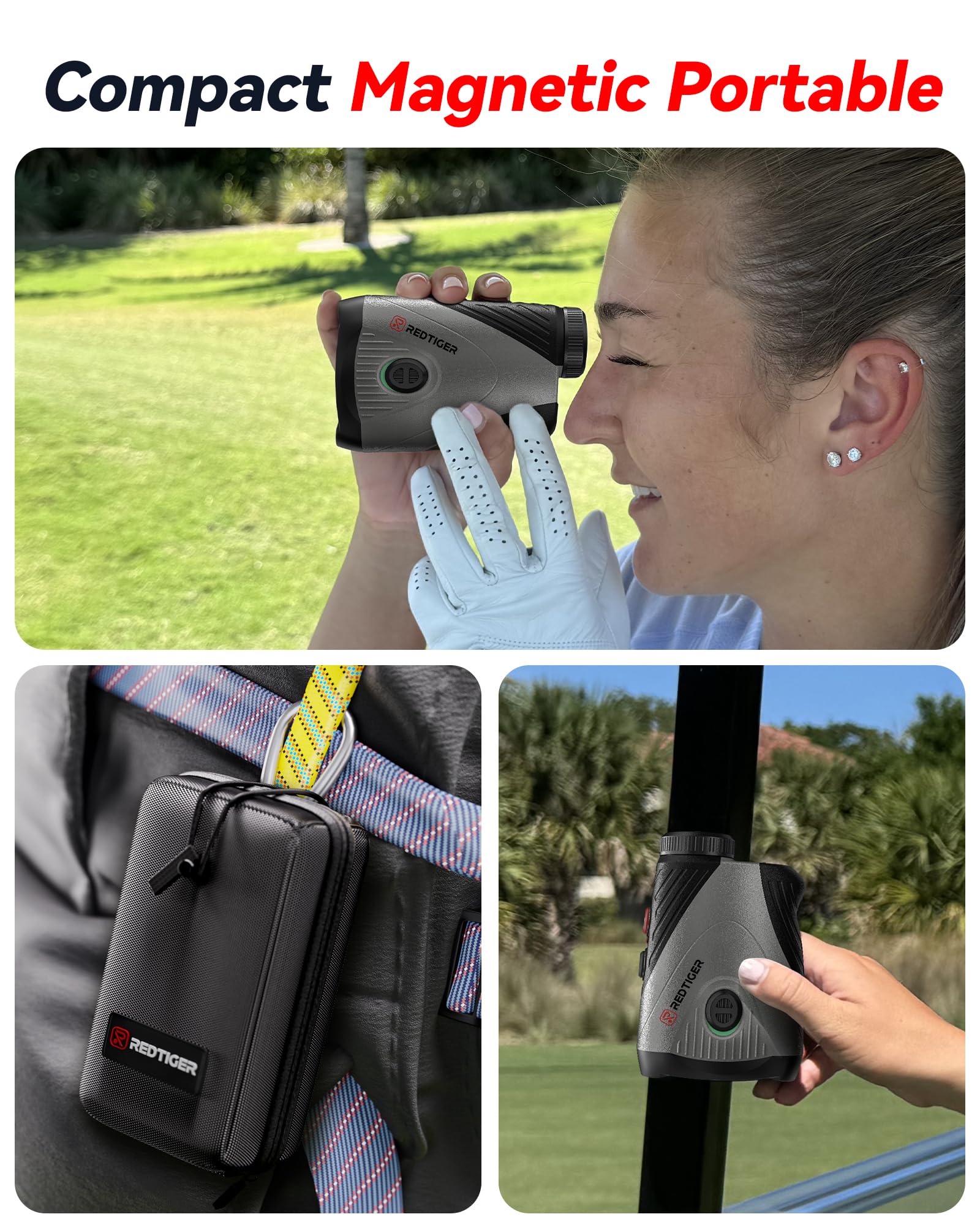 REDTIGER Golf Rangefinder with Slope, 1200 Yards Laser Range Finder Golfing, 7X Magnification, Flag Pole Locking Vibration, Rechargeable Range Finders with Magnet Stripe