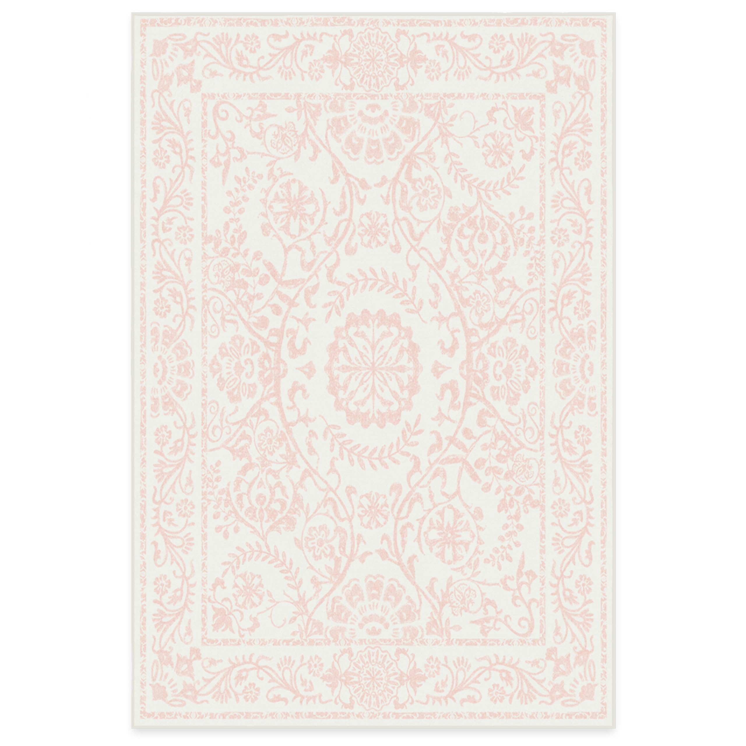 RUGGABLE Washable 2x3 Area Rug, Delphina Delft Blue, Premium Vintage Rugs for Living Room, Bedroom, Kitchen, Office, Classroom with Gripper Non Slip Pad