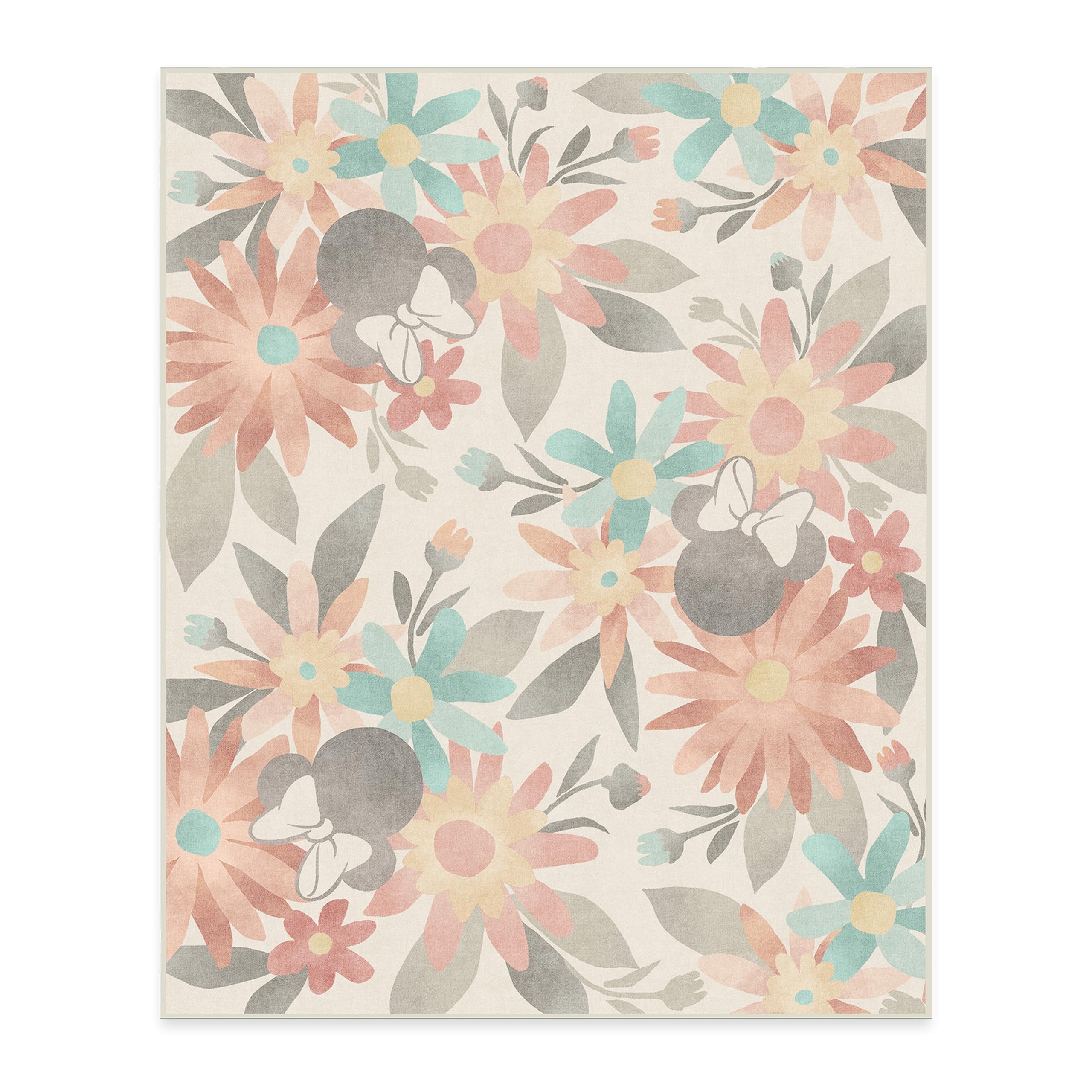 RUGGABLE Disney Classic Minnie Mouse Washable Rug - Perfect Area Rug for Nursery Playroom Kids Room - Pet & Child Friendly - Stain & Water Resistant - Trellis Pink 5&