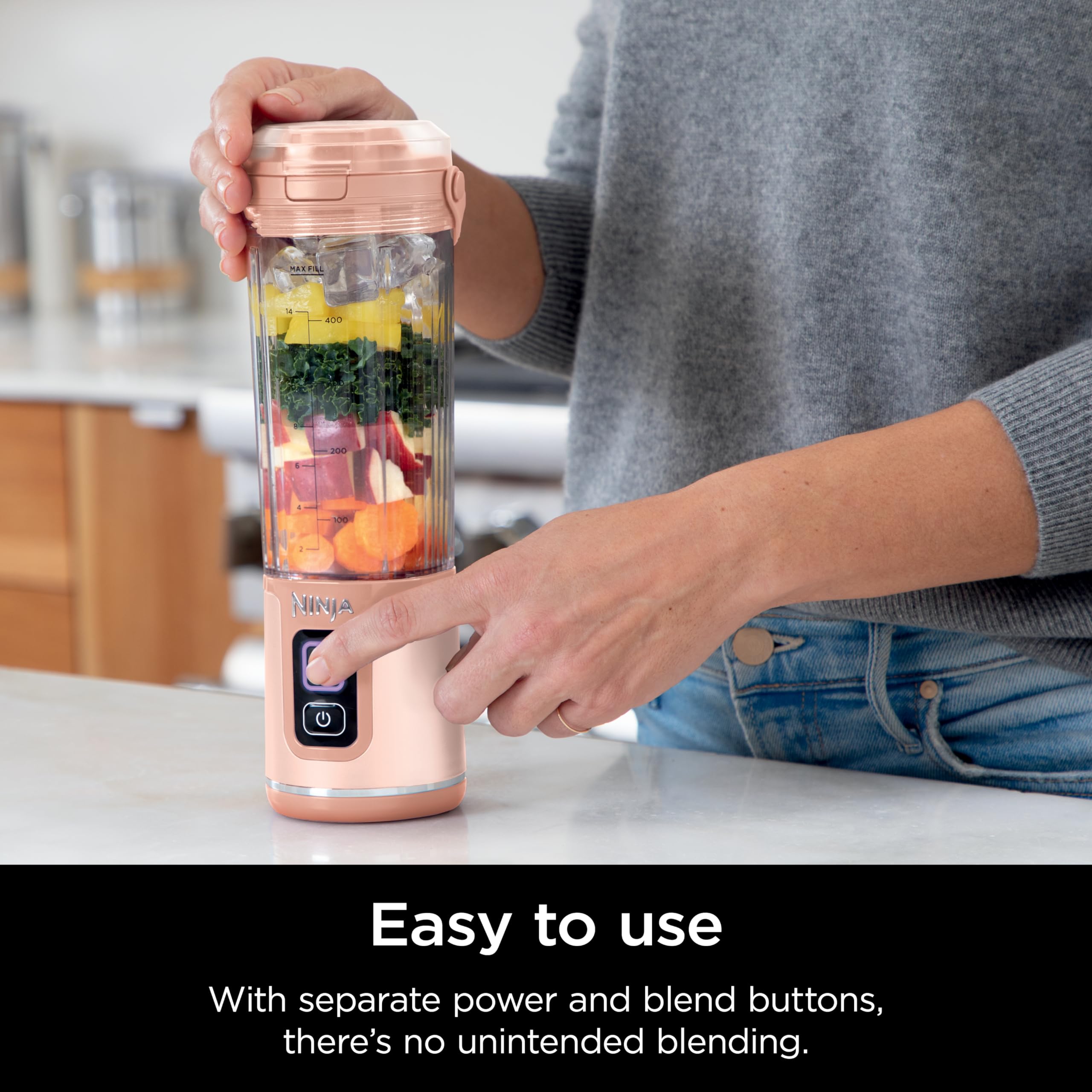 Ninja Blast Portable Blender, Cordless, 18oz. Vessel, Personal Blender For-Shakes and Smoothies, BPA Free, Leakproof-Lid and Sip Spout, USB-C Rechargeable, Dishwasher Safe Parts, Tinted Pink, BC151PK