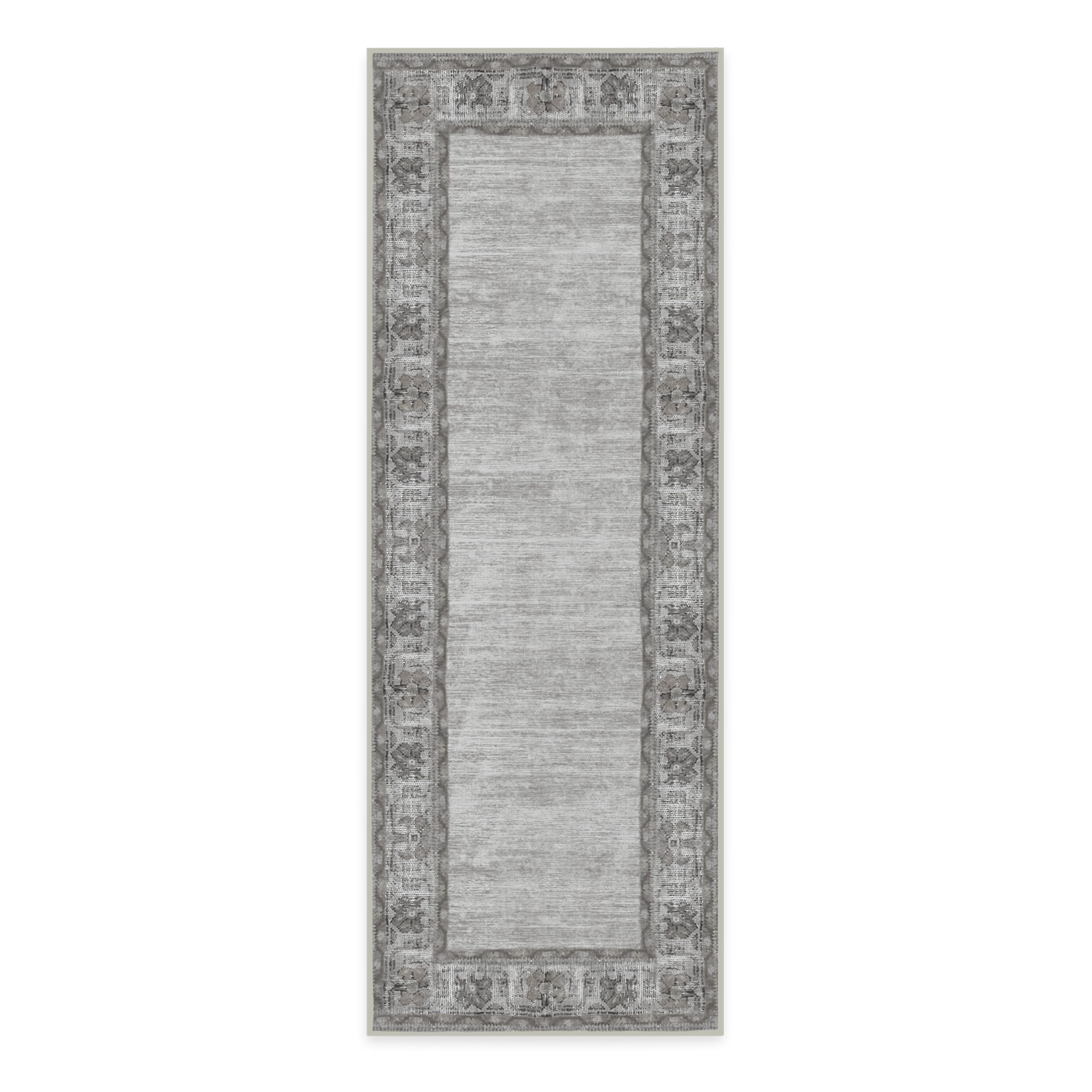 RUGGABLE Zinnia Runner Rug - Perfect Boho Washable Rug for Entryway Hallway Kitchen - Pet & Child Friendly - Stain & Water Resistant - Grey 2.5&