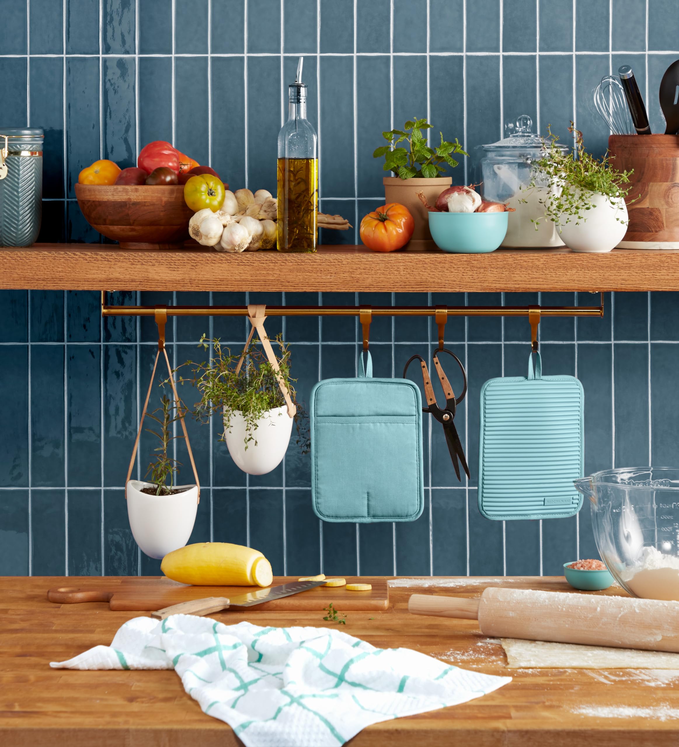 KitchenAid Ribbed Soft Silicone Water Resistant Pot Holder Set, Milkshake , 2 Piece Set, 7"x9"