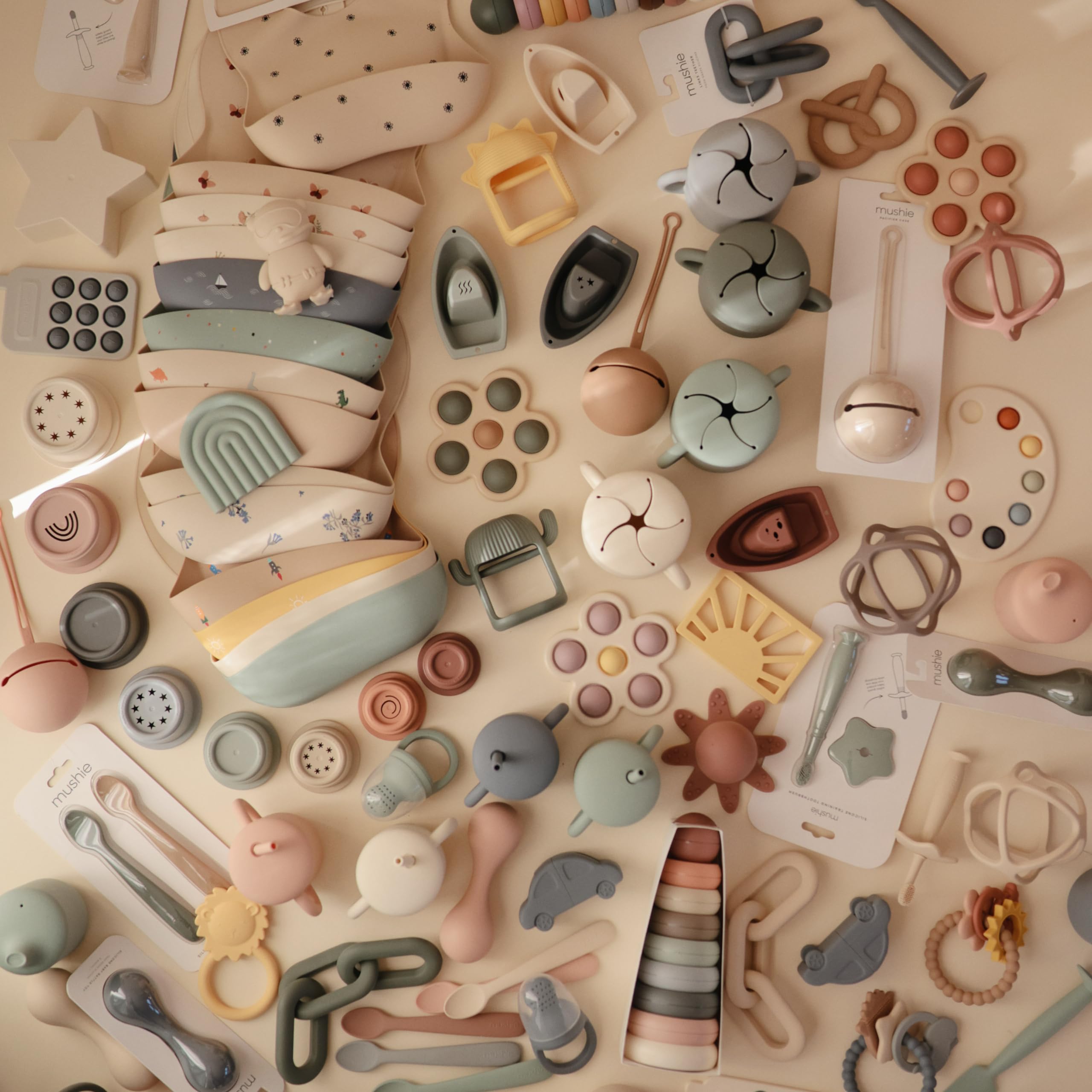 mushie Silicone Baby Bib | Adjustable Fit Waterproof Bibs (Whales)