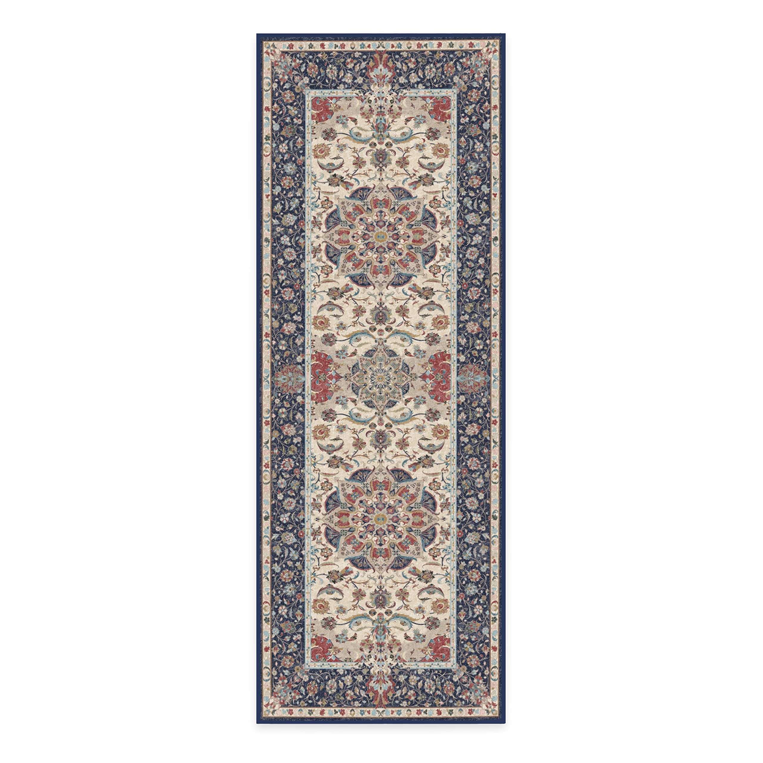 RUGGABLE Sima Washable Rug - Perfect Vintage Area Rug for Living Room Bedroom Kitchen - Pet & Child Friendly - Stain & Water Resistant - Royal Blue 2&