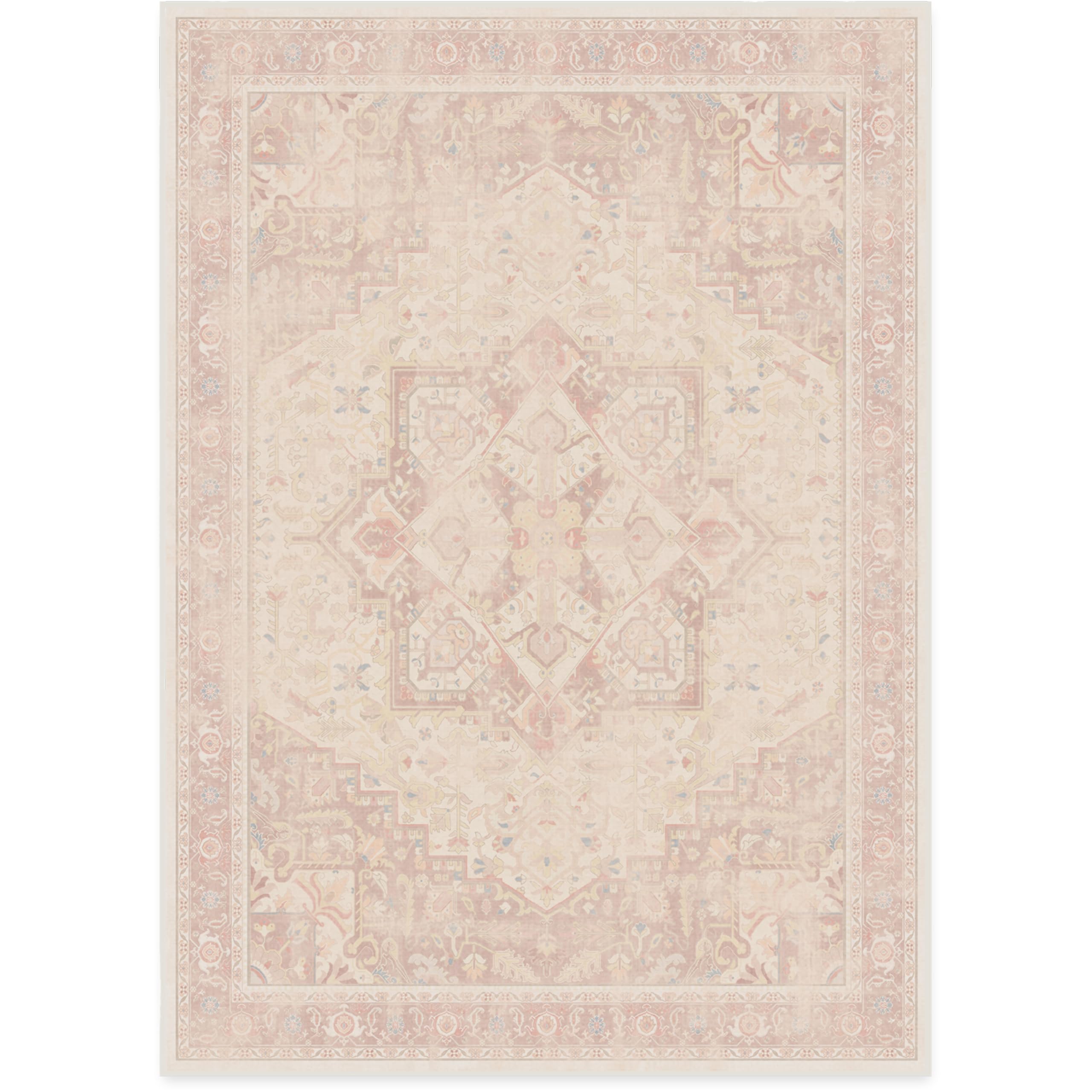 RUGGABLE Kamran Washable Rug - Perfect Vintage Area Rug for Living Room Bedroom Kitchen - Pet & Child Friendly - Stain & Water Resistant - Hazel 5&