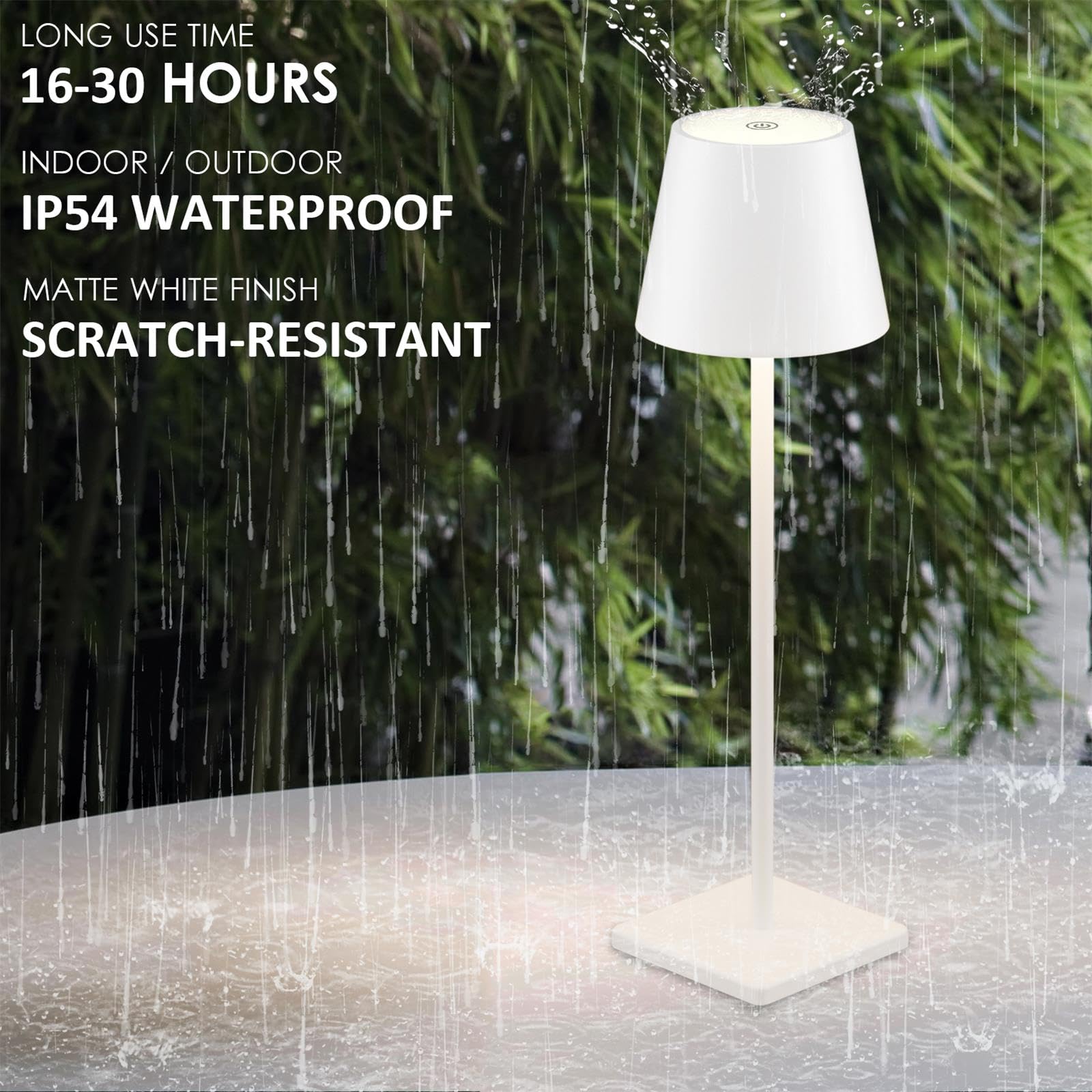 2-Pack LED Cordless Table Lamp, Rechargeable Battery Desk lamp 3W 5500mAh Battery Operated Stepless Dimming Modern Portable Table Light for Restaurant/Bedroom/Outdoor IP54 Waterproof (Off White)